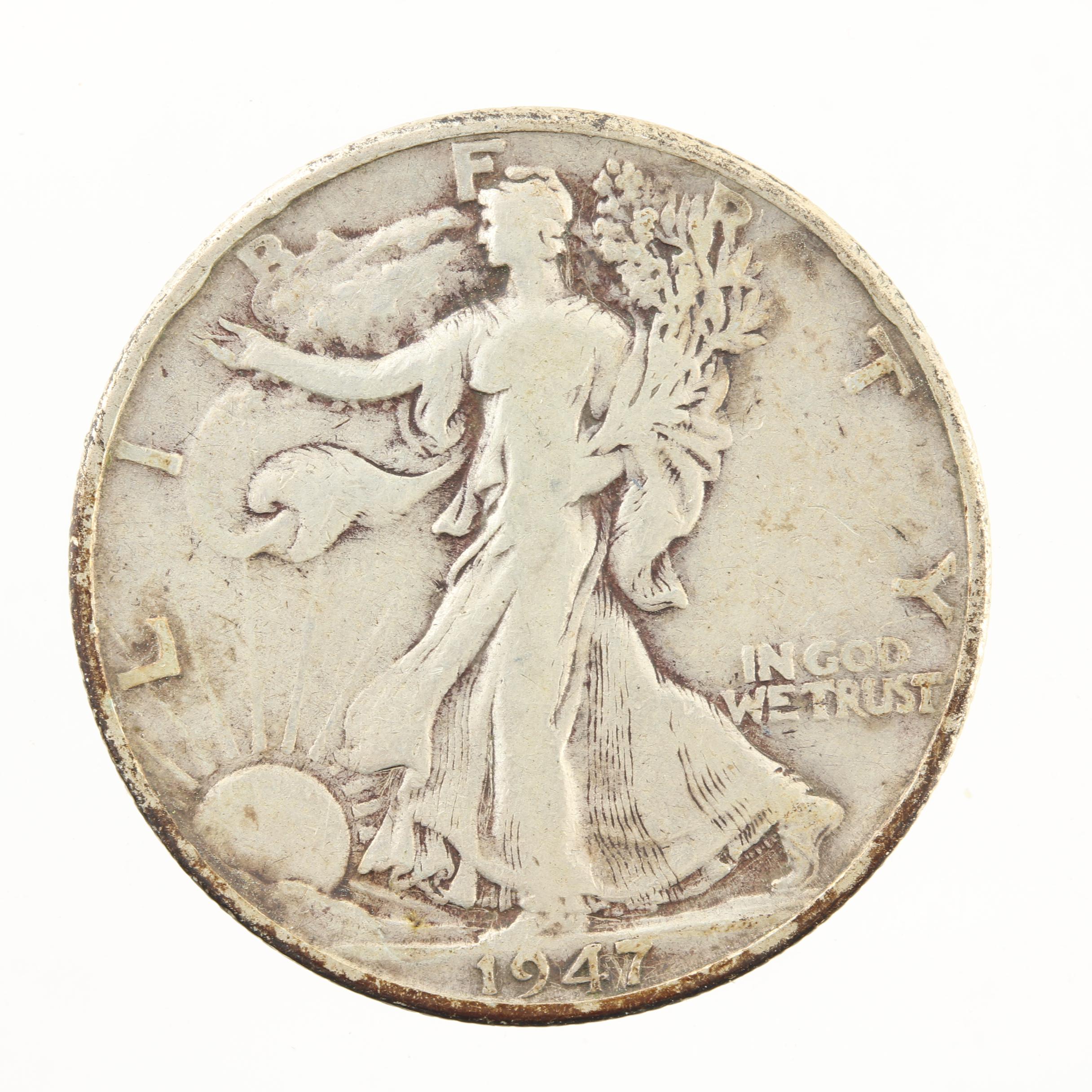 Five Late Issue Walking Liberty Silver Half Dollars