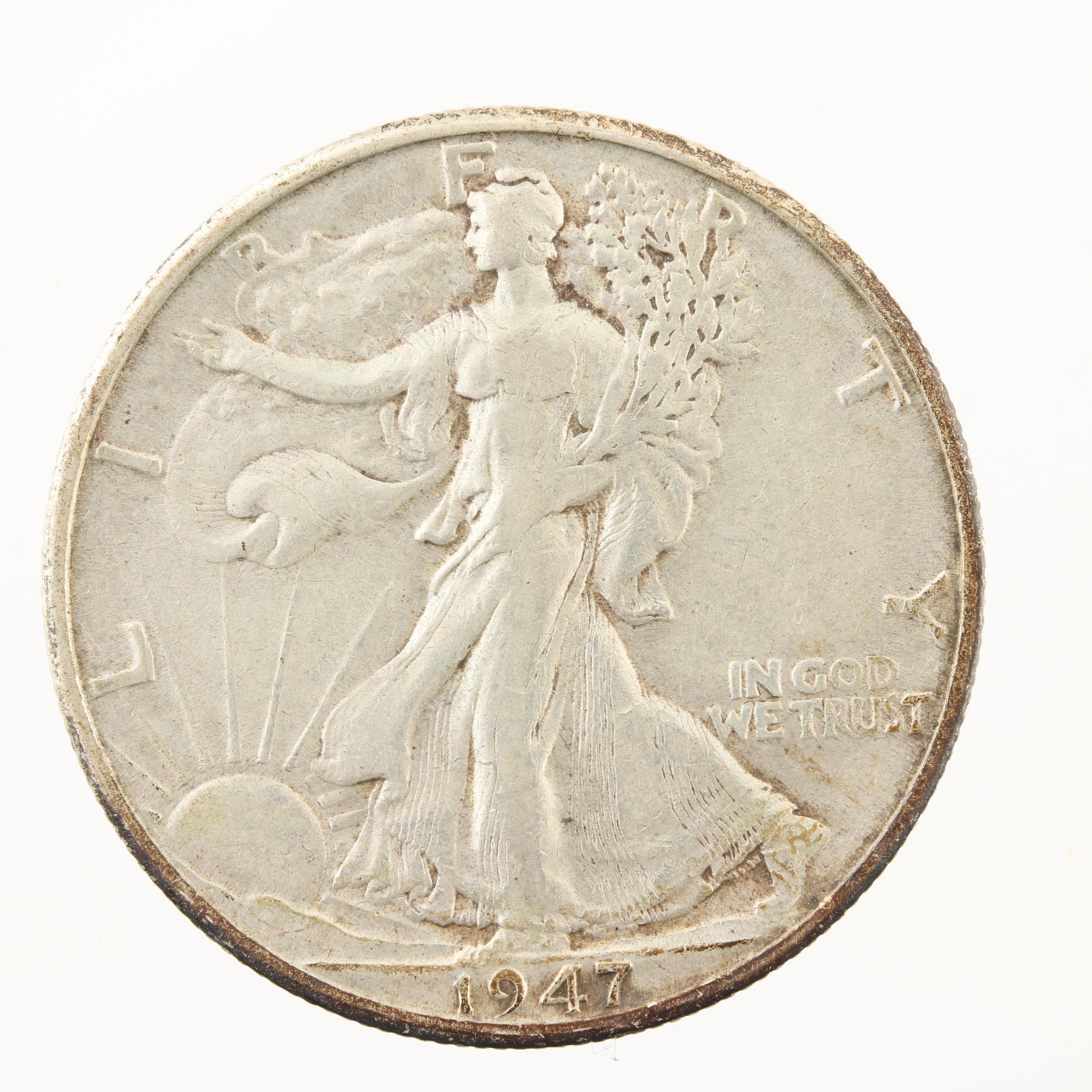 Five Late Issue Walking Liberty Silver Half Dollars