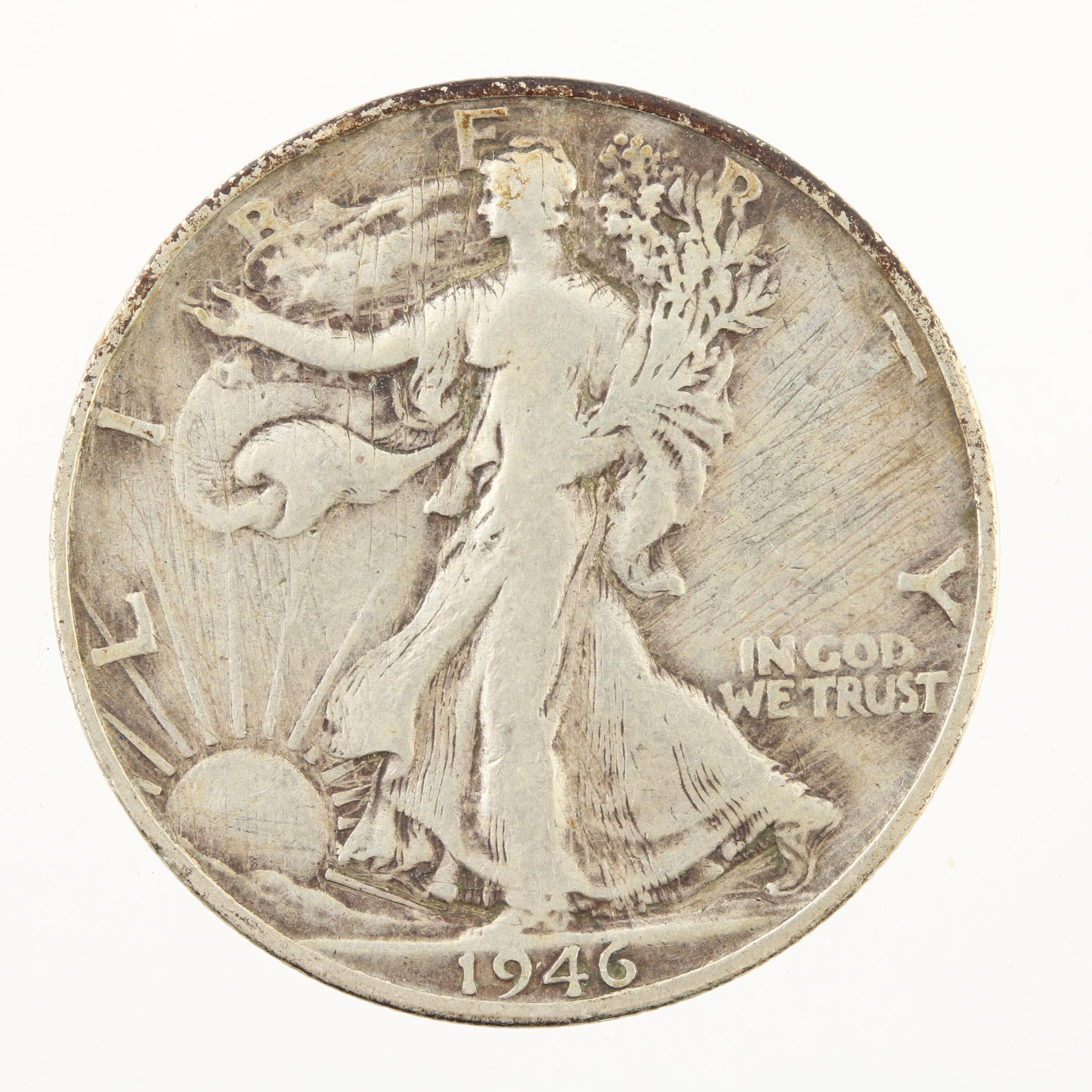 Five Late Issue Walking Liberty Silver Half Dollars
