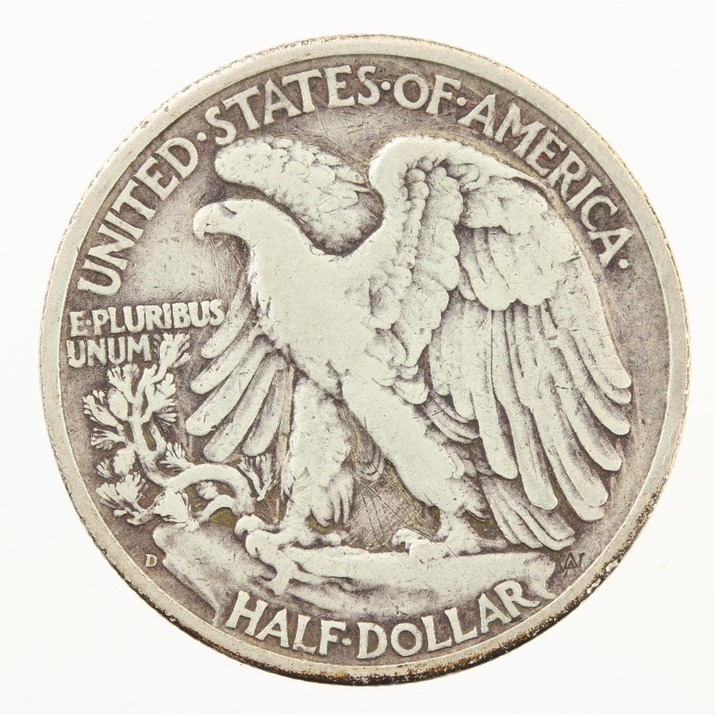 Five Late Issue Walking Liberty Silver Half Dollars