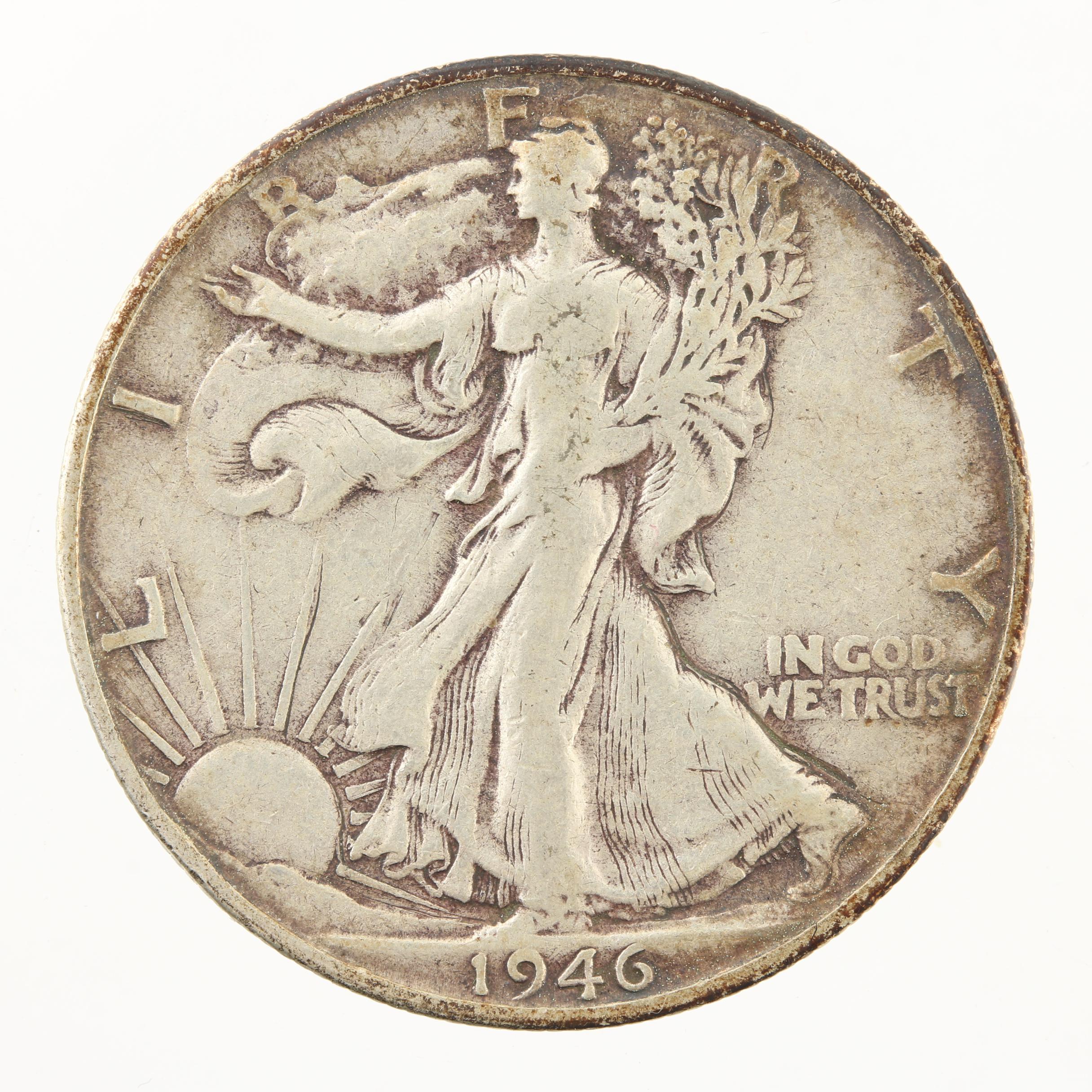 Five Late Issue Walking Liberty Silver Half Dollars