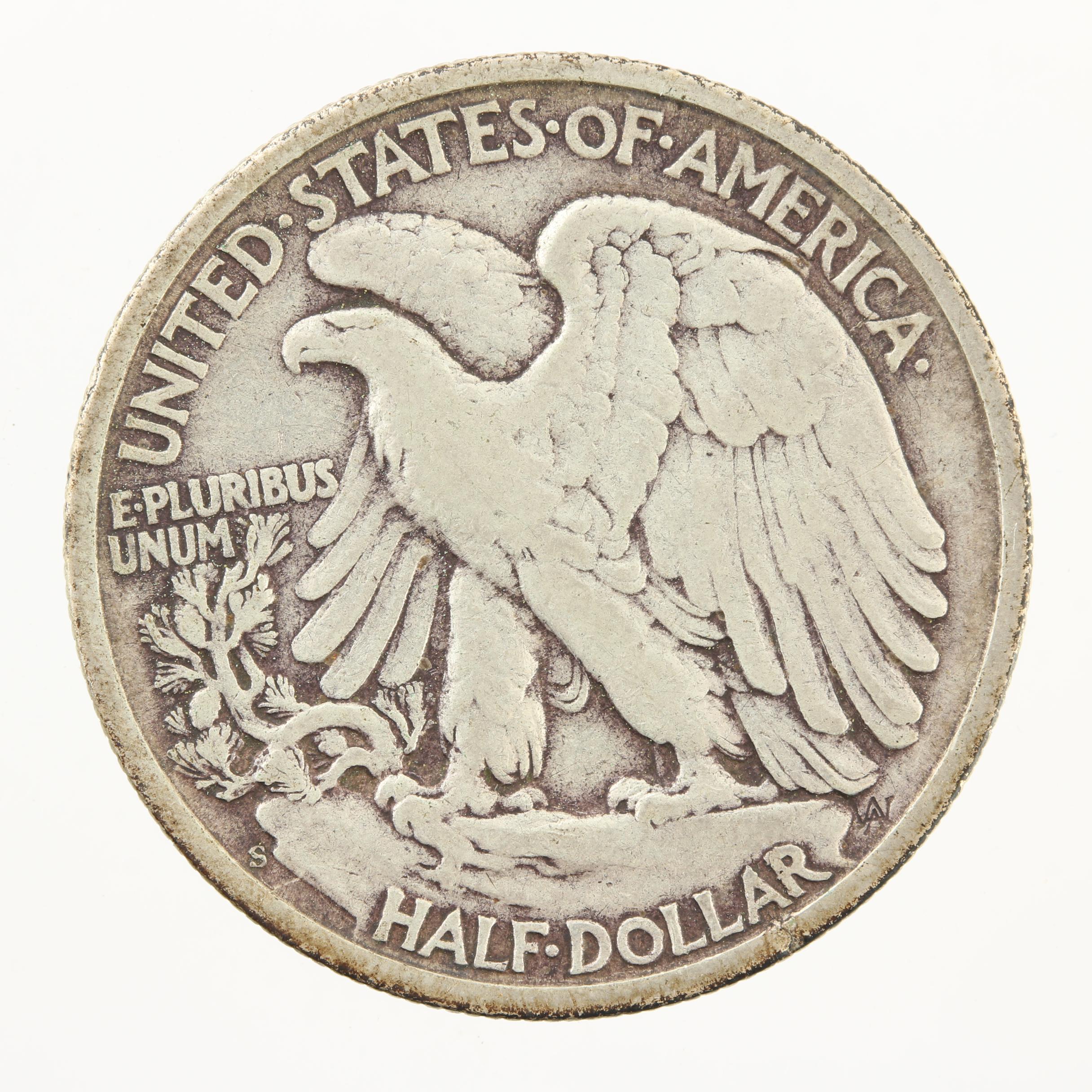 Five Late Issue Walking Liberty Silver Half Dollars