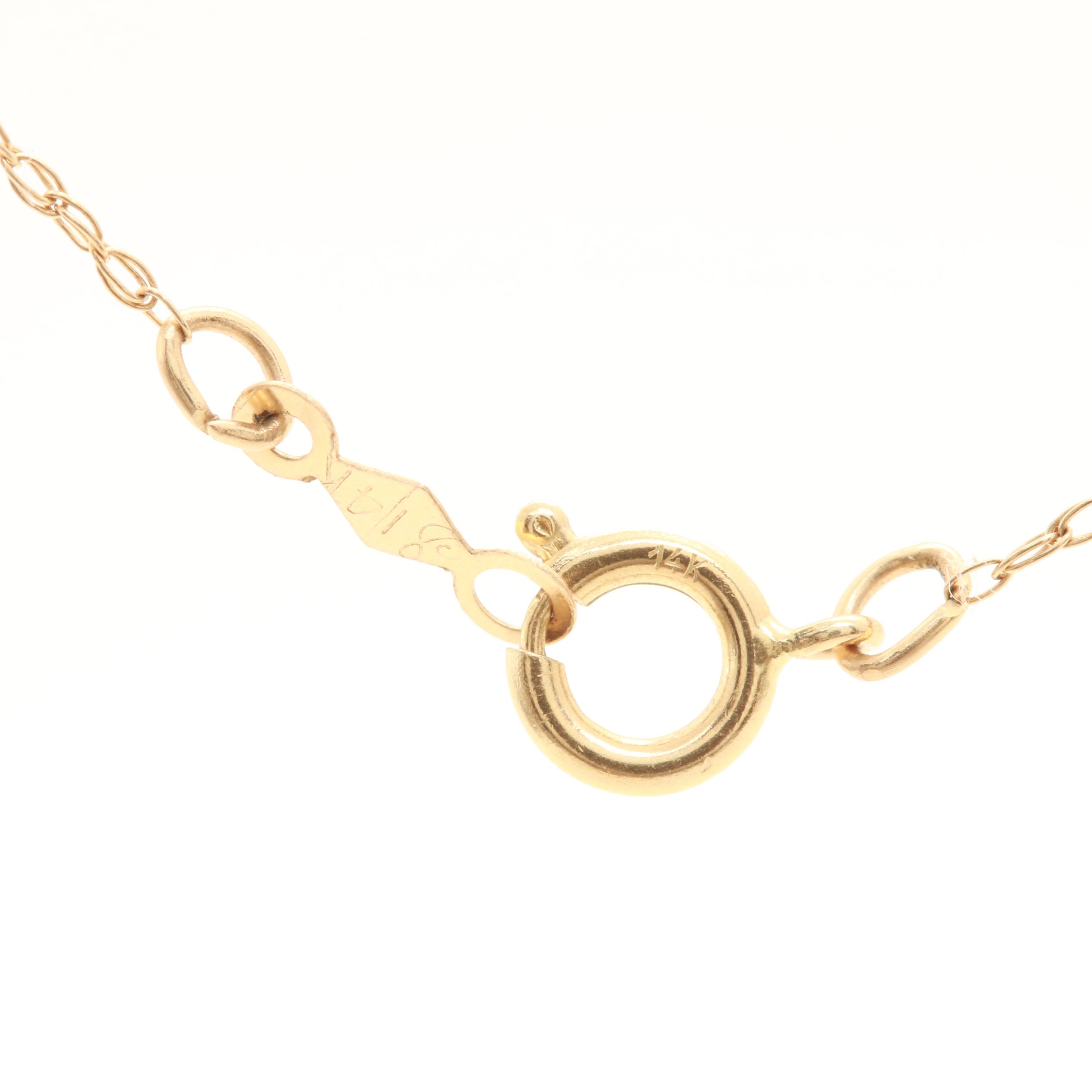 14K Yellow Gold Diamond Cross Necklace