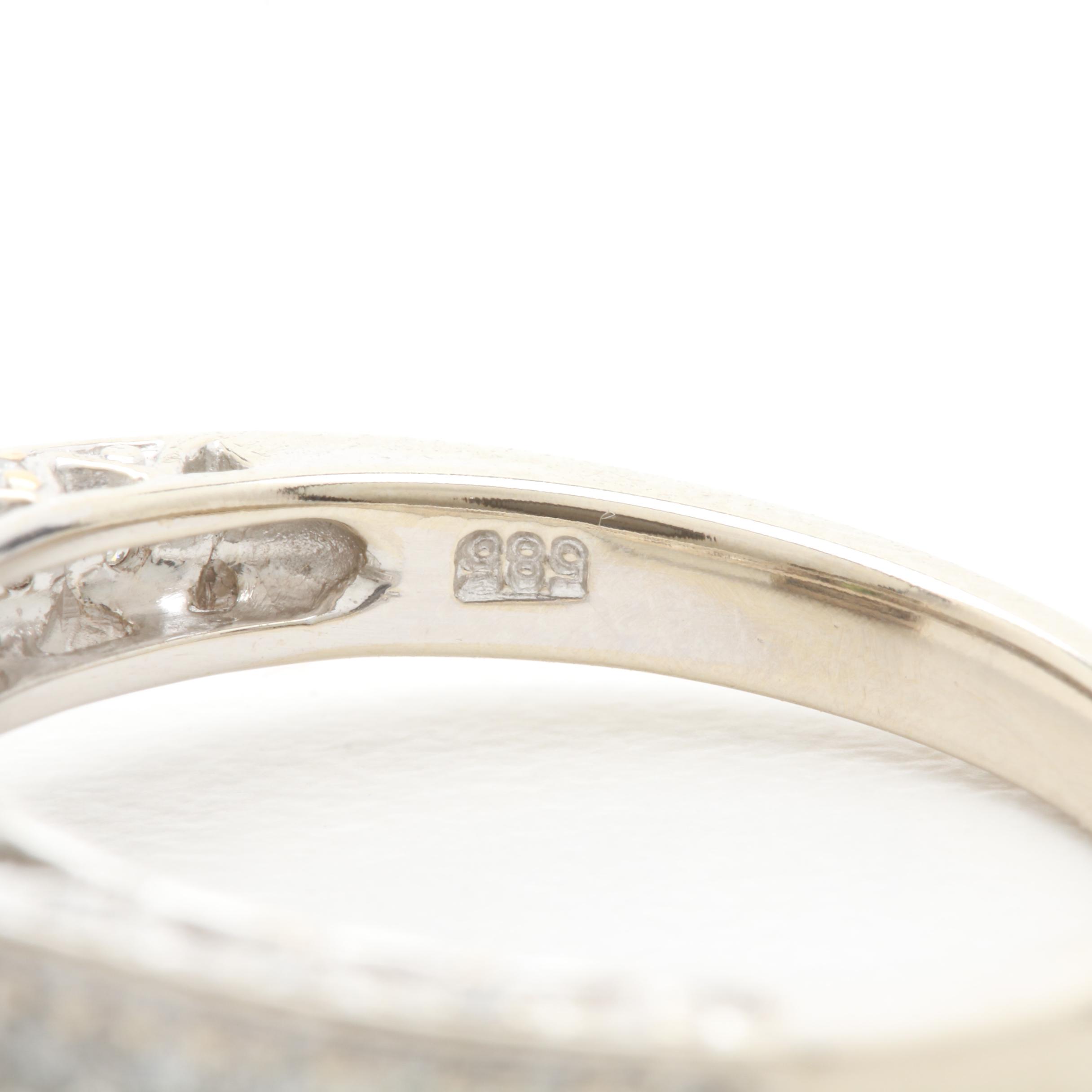 14K White Gold Green Sapphire and Diamond Ring