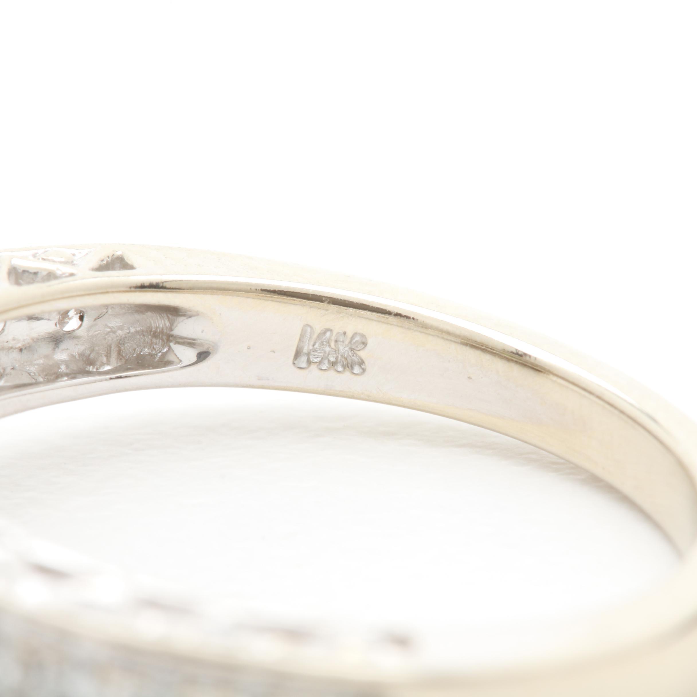 14K White Gold Green Sapphire and Diamond Ring