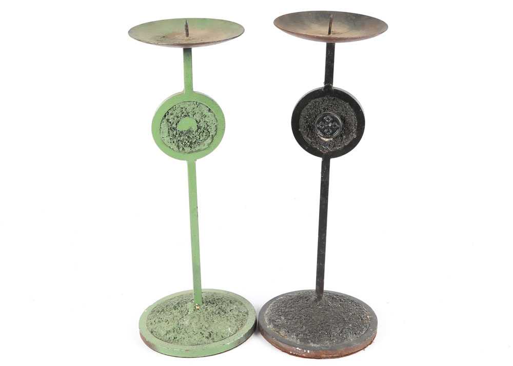 Contemporary Cast Metal Candle Holders
