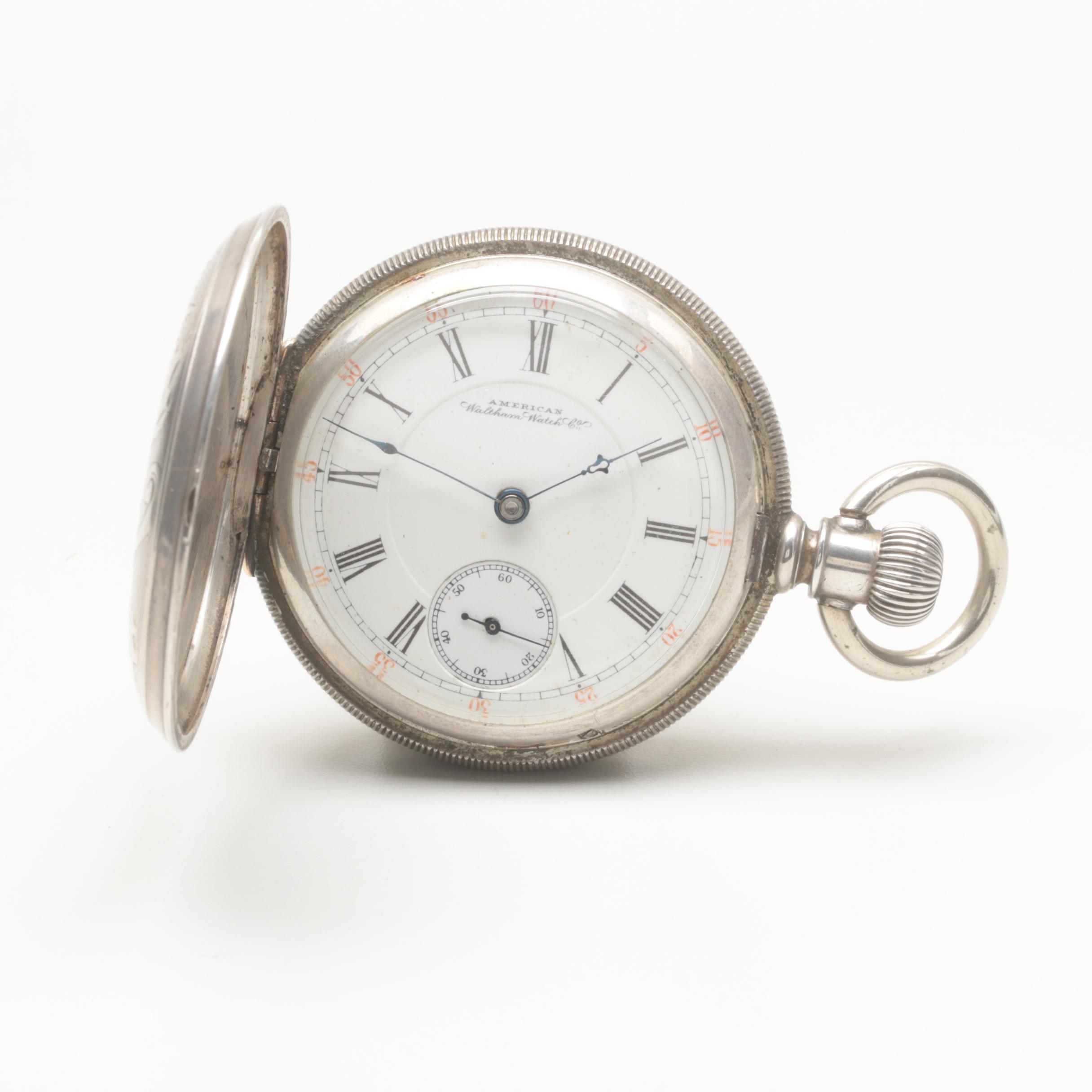 Vintage Circa 1890 American Waltham Coin Silver Pocket Watch