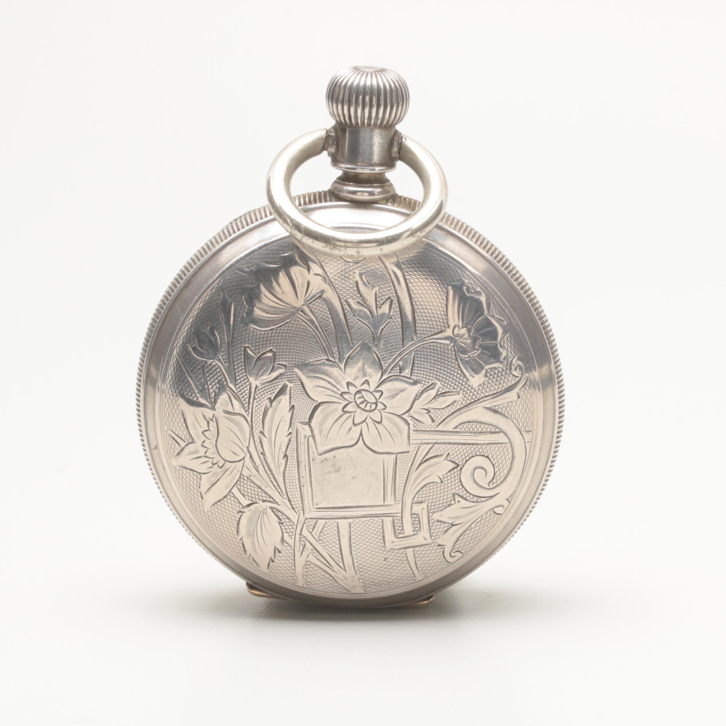 Vintage Circa 1890 American Waltham Coin Silver Pocket Watch