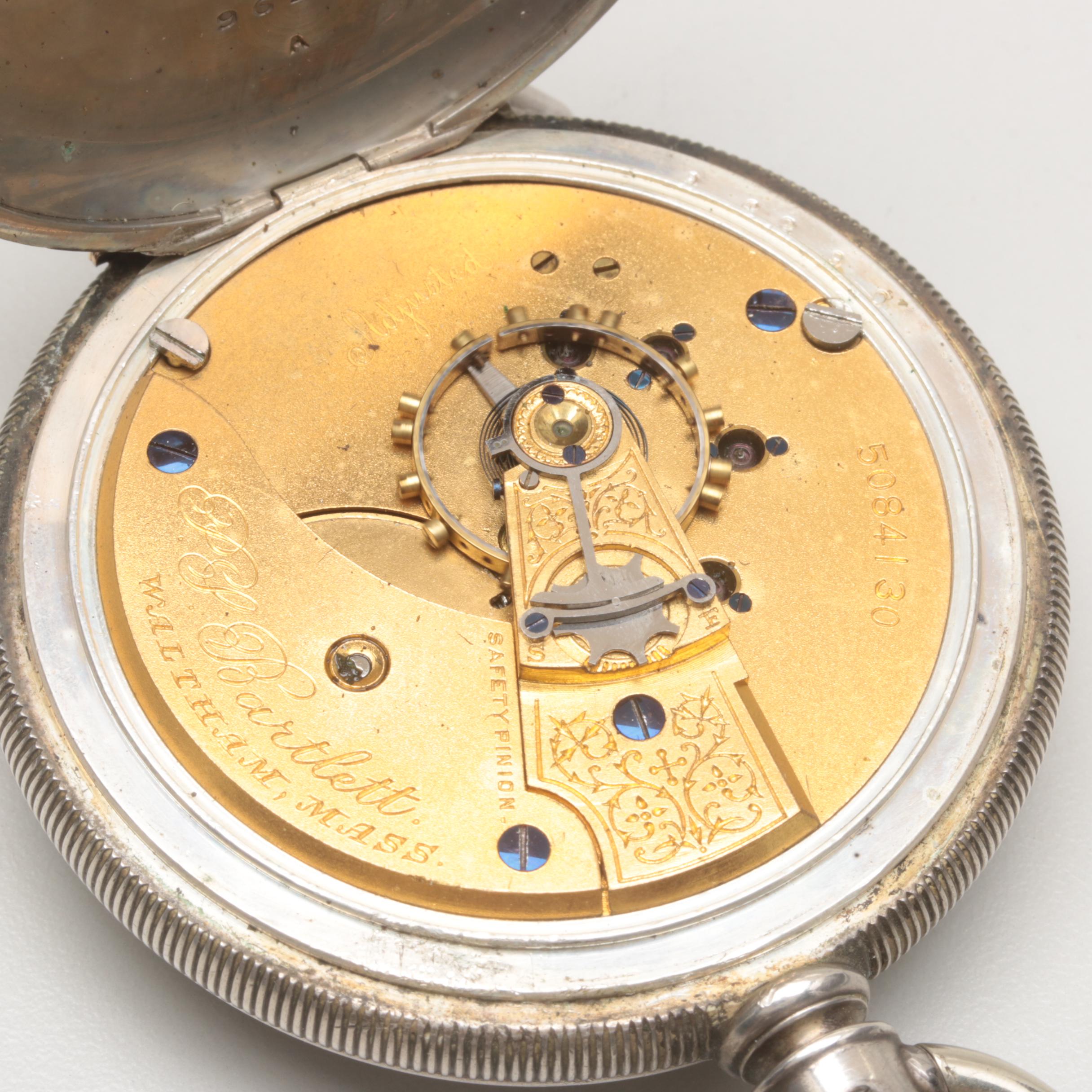 Vintage Circa 1890 American Waltham Coin Silver Pocket Watch