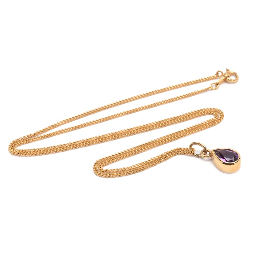 Jabel Jewelry 14K Yellow Gold Amethyst Necklace