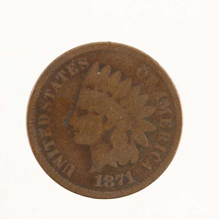Better Date 1871 Indian Head Cent, Bold "N" Variety