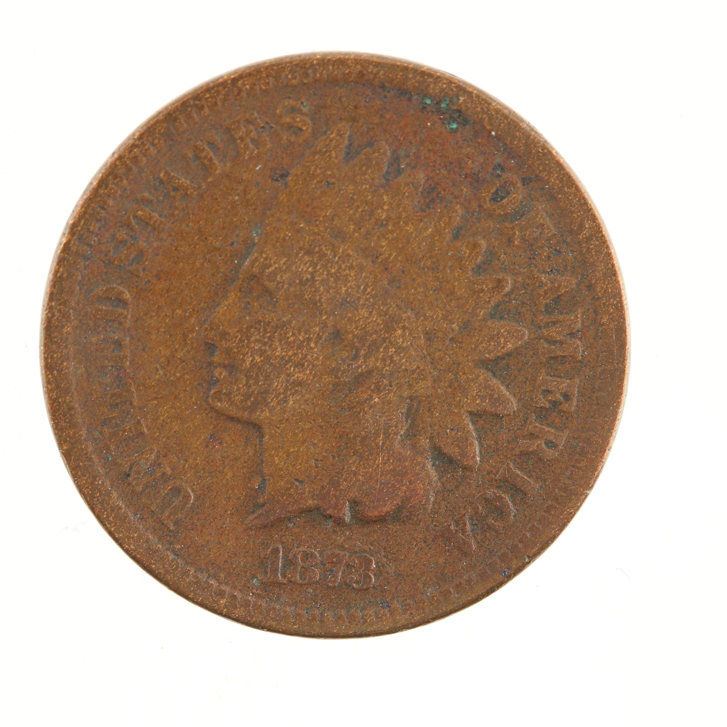 Better Date 1873 Indian Head Cent, Open "3" Variety