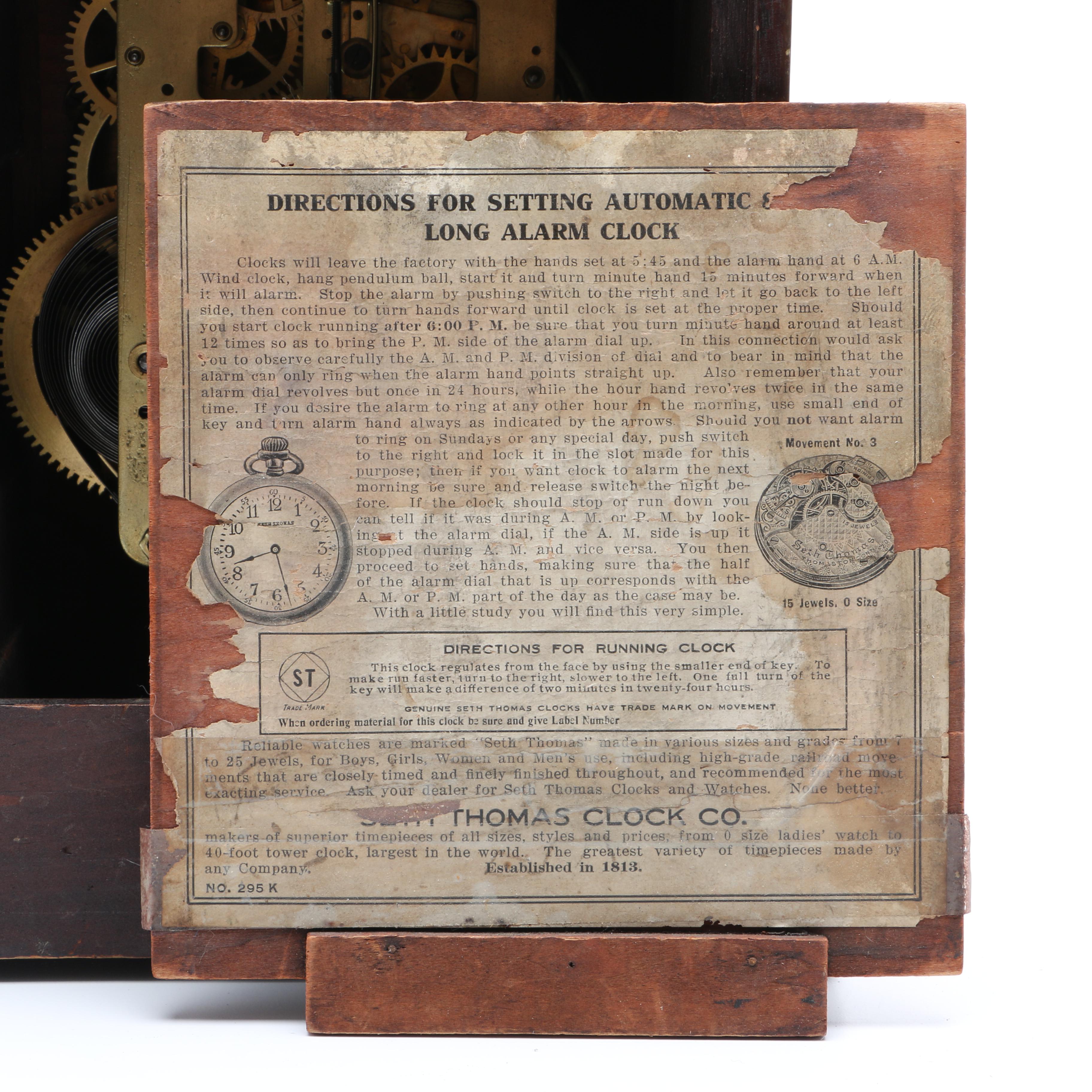 Antique Seth Thomas "Eight Day Long Alarm" Mantel Clock