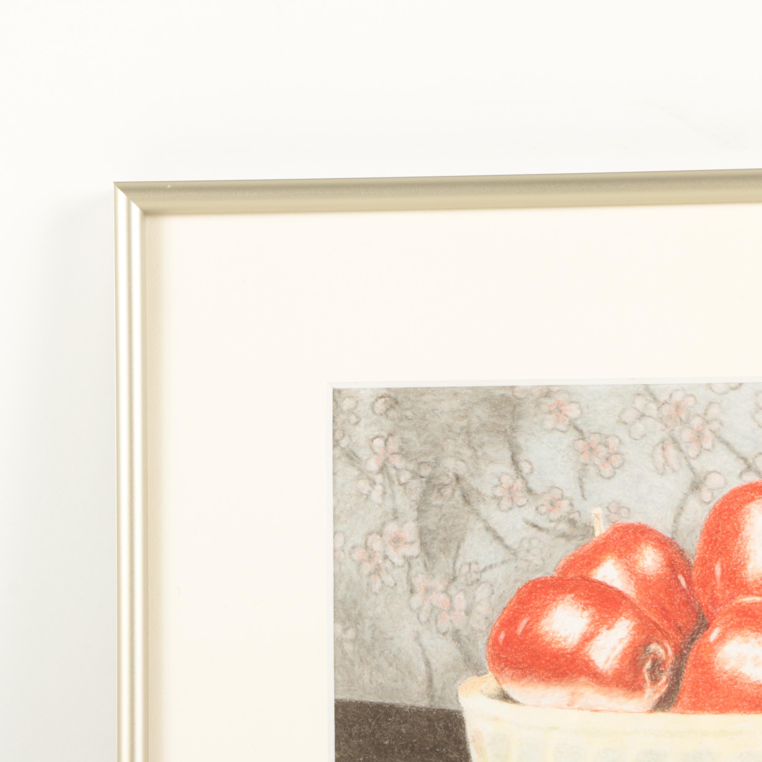 David Cochran Colored Pencil Drawing "Still Life with Apples and Pear"