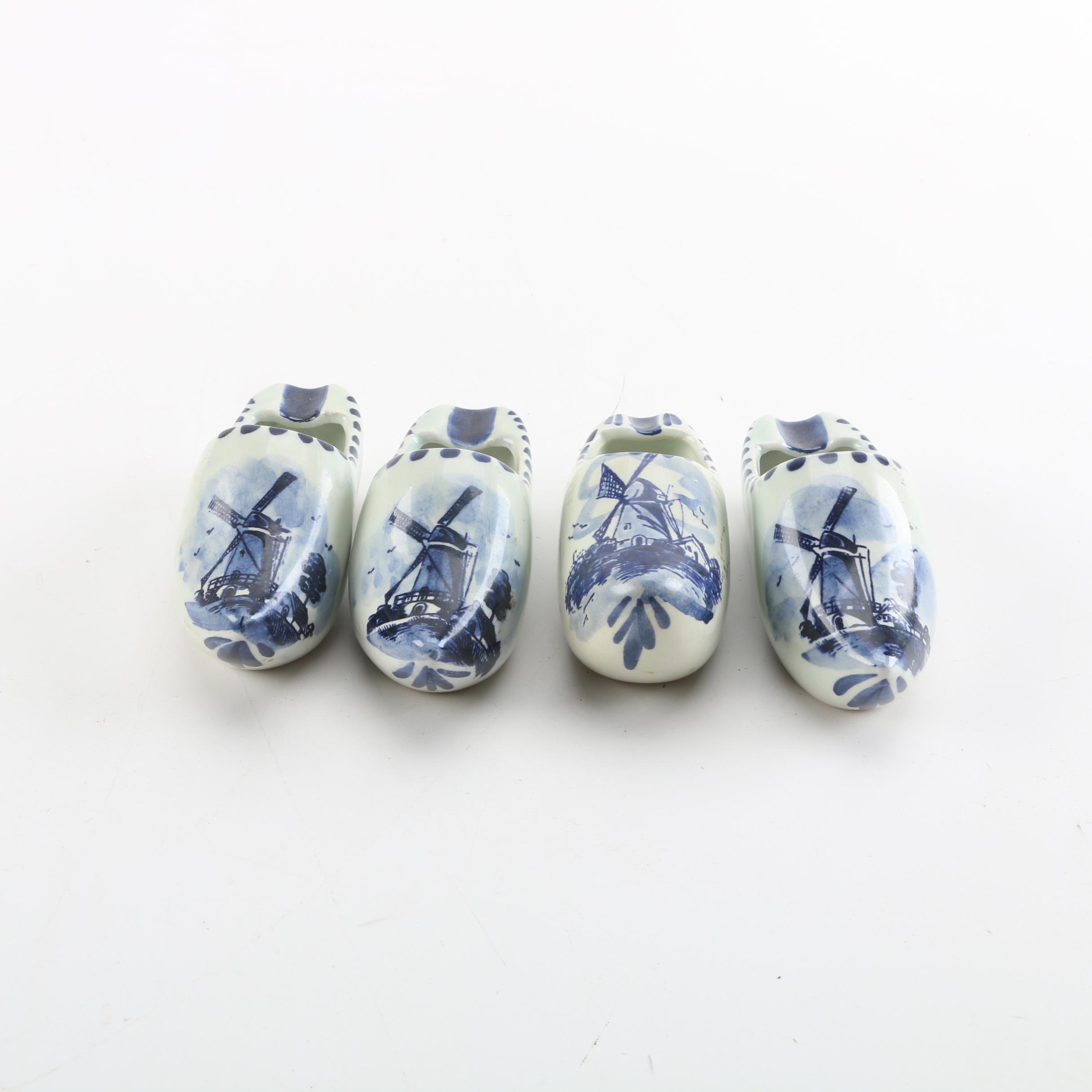Delft Holland Blue and White Porcelain Clog Ashtrays