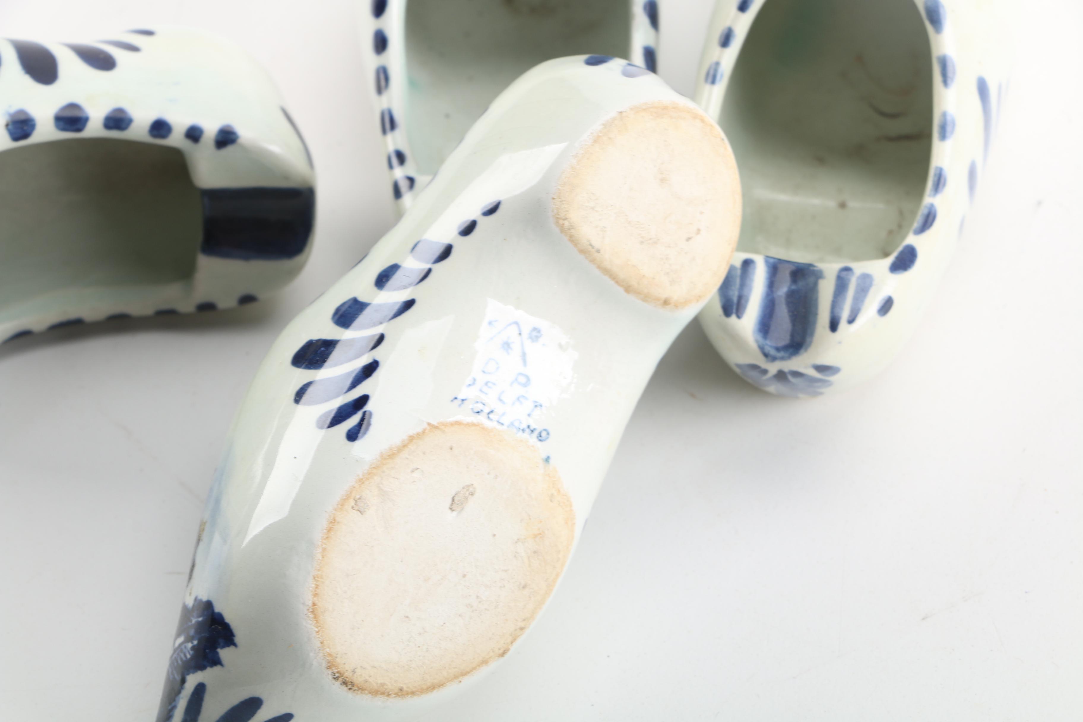 Delft Holland Blue and White Porcelain Clog Ashtrays