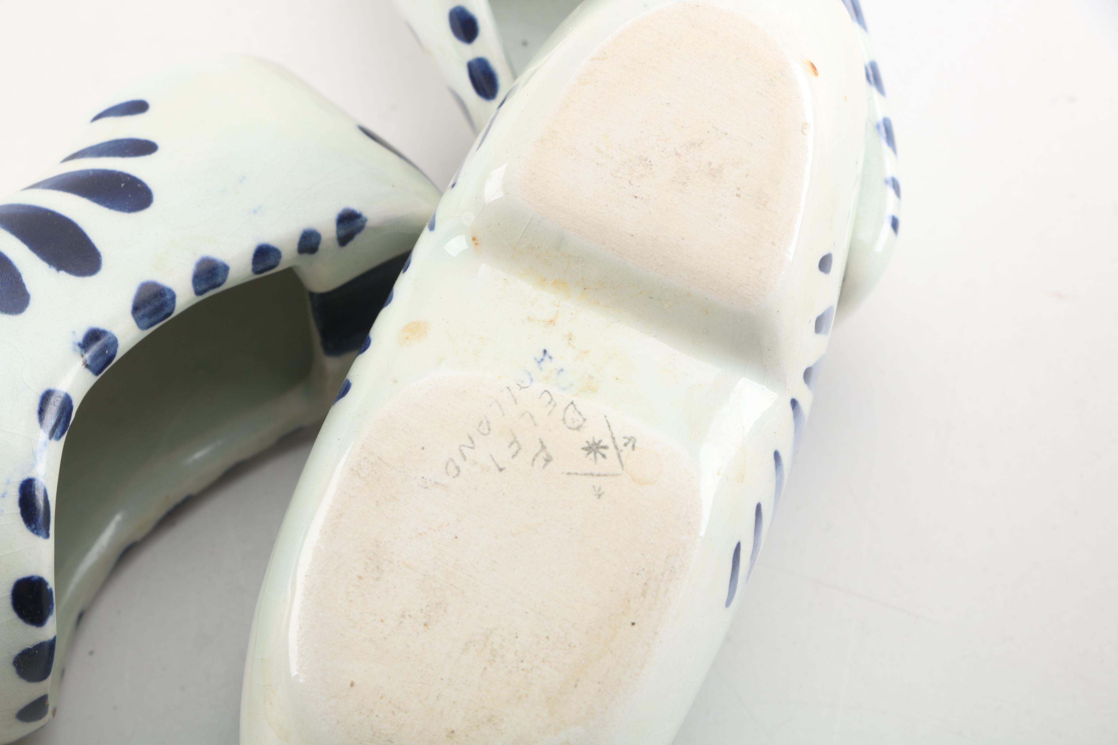 Delft Holland Blue and White Porcelain Clog Ashtrays