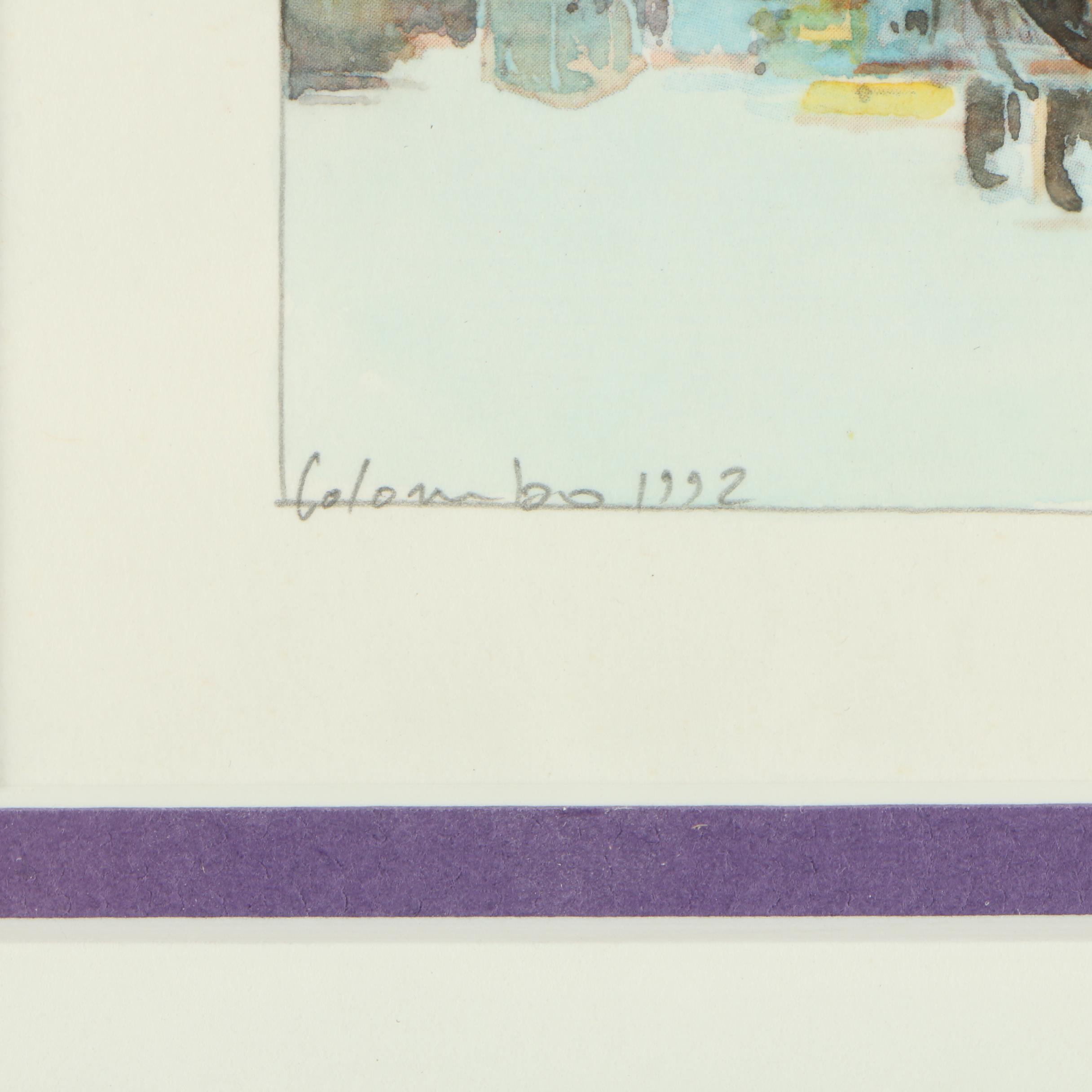 Colombo Watercolor Embellished Offset Lithograph