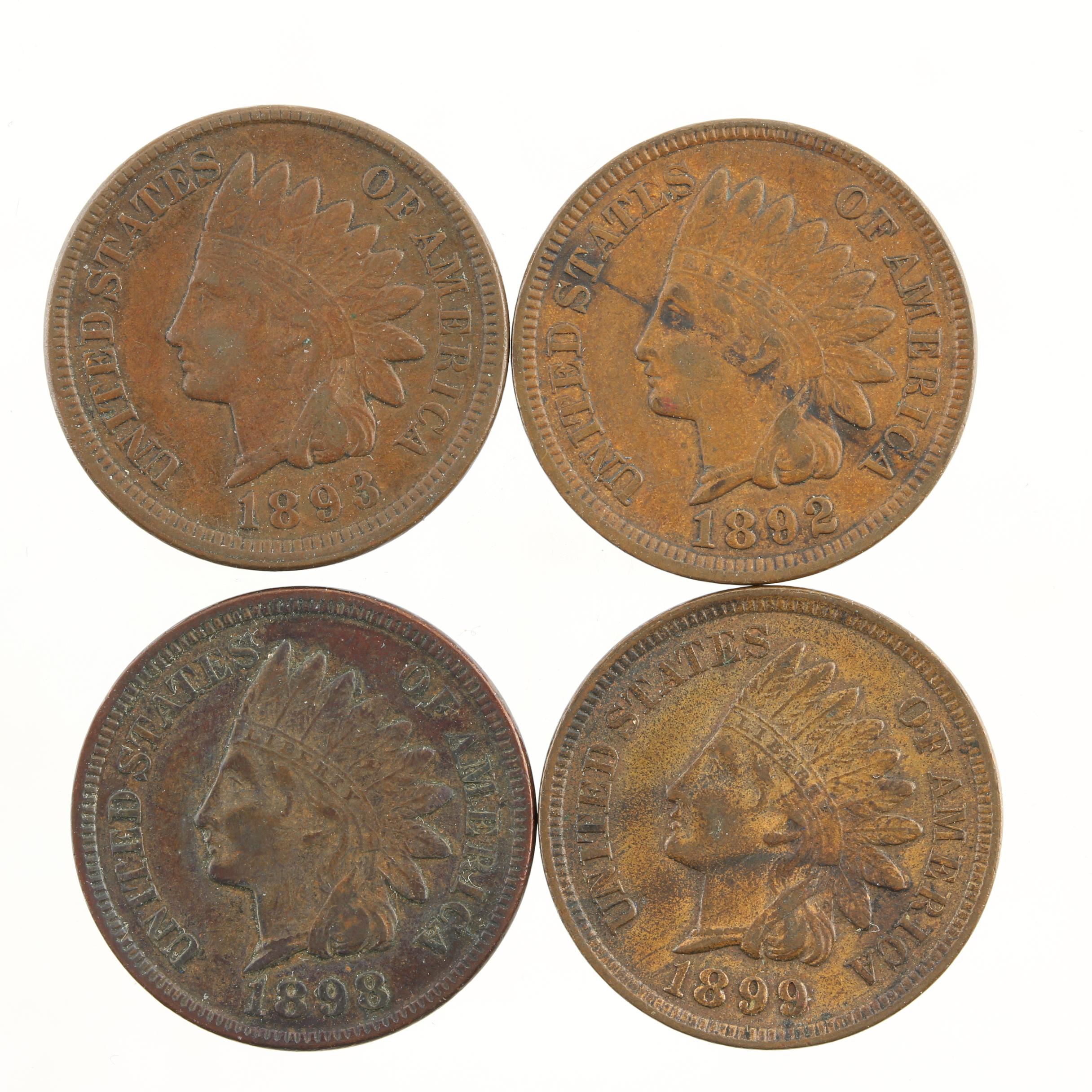 1892, 1893, 1898 and 1899 Indian Head Cents
