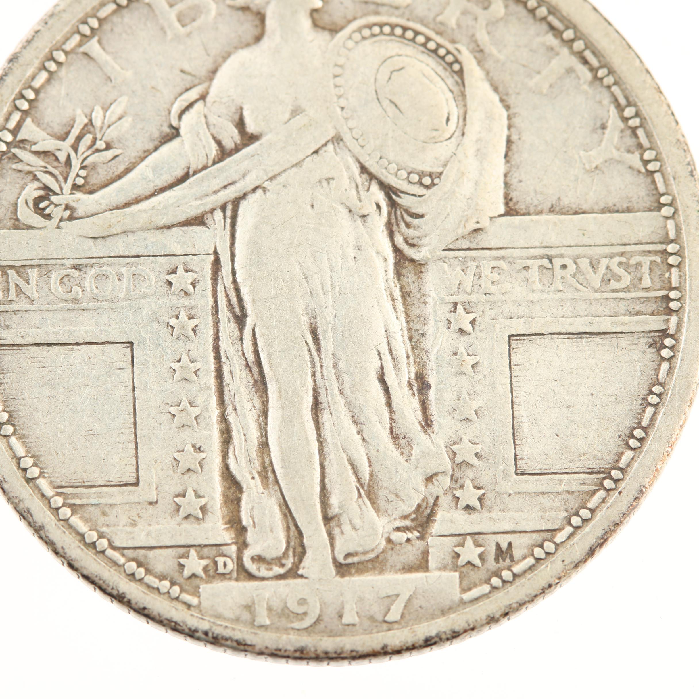 1917-D Variety I Standing Liberty Silver Quarter