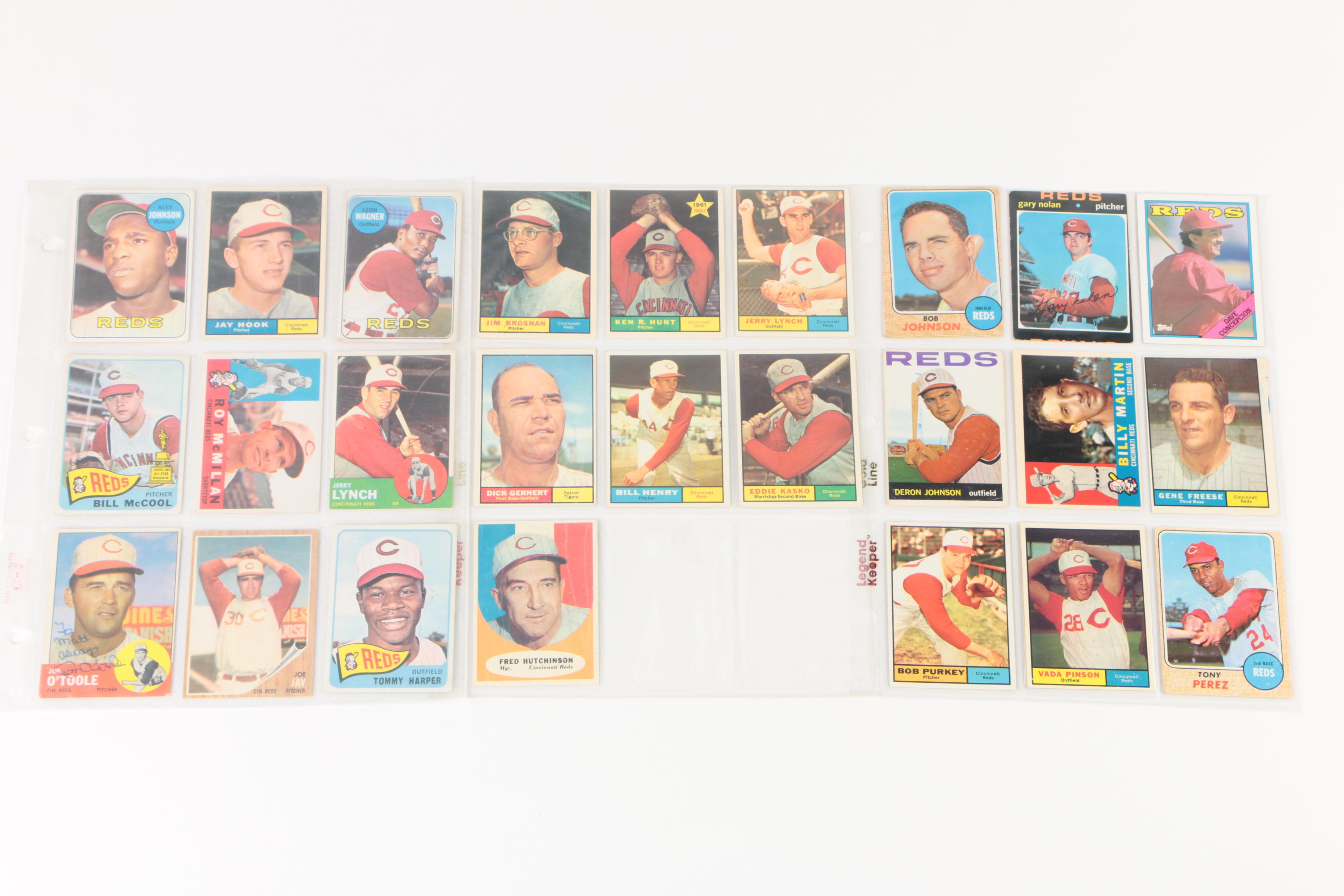 1960s Cincinnati Reds Baseball Cards Including Autograph Jim O'Toole Card
