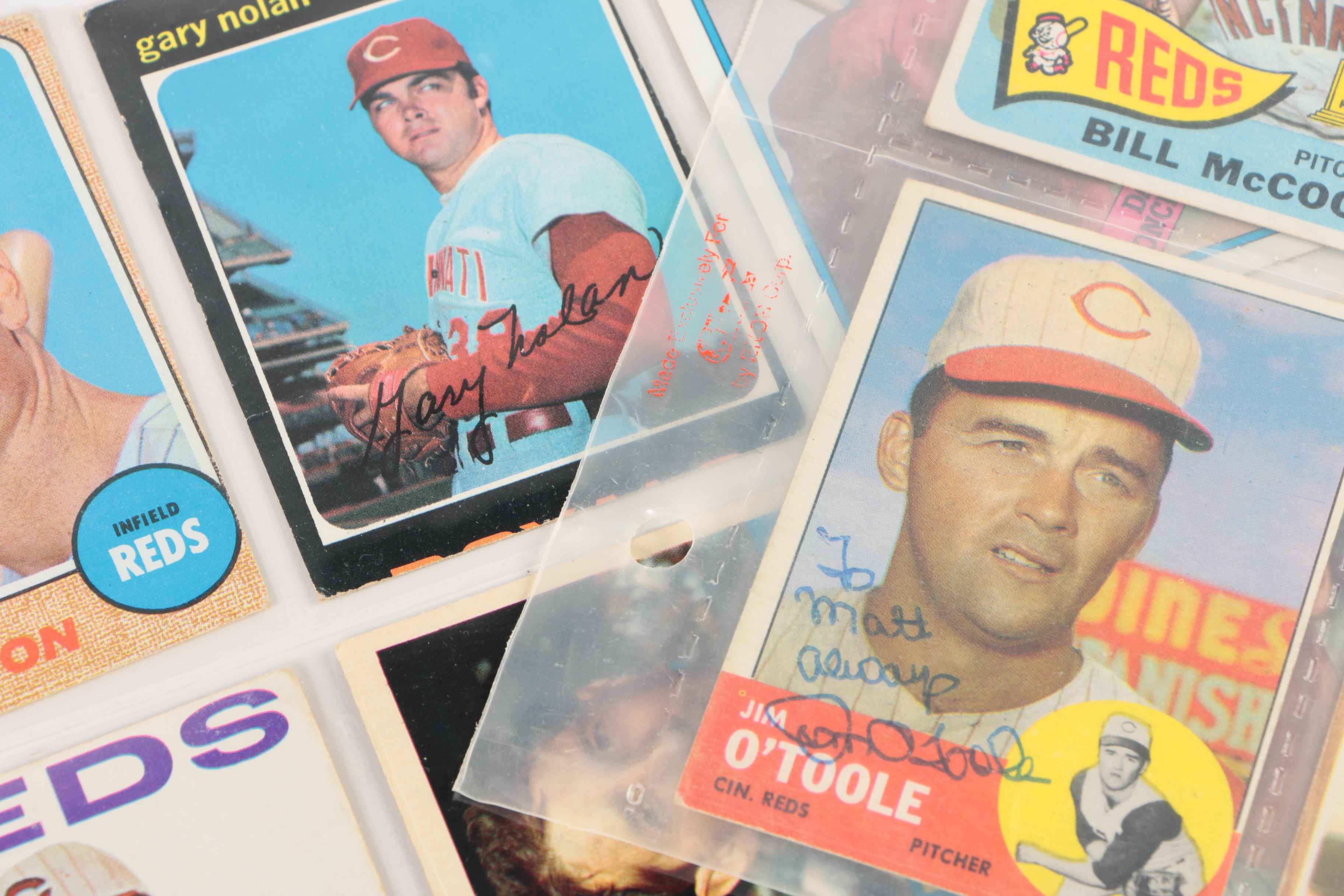 1960s Cincinnati Reds Baseball Cards Including Autograph Jim O'Toole Card