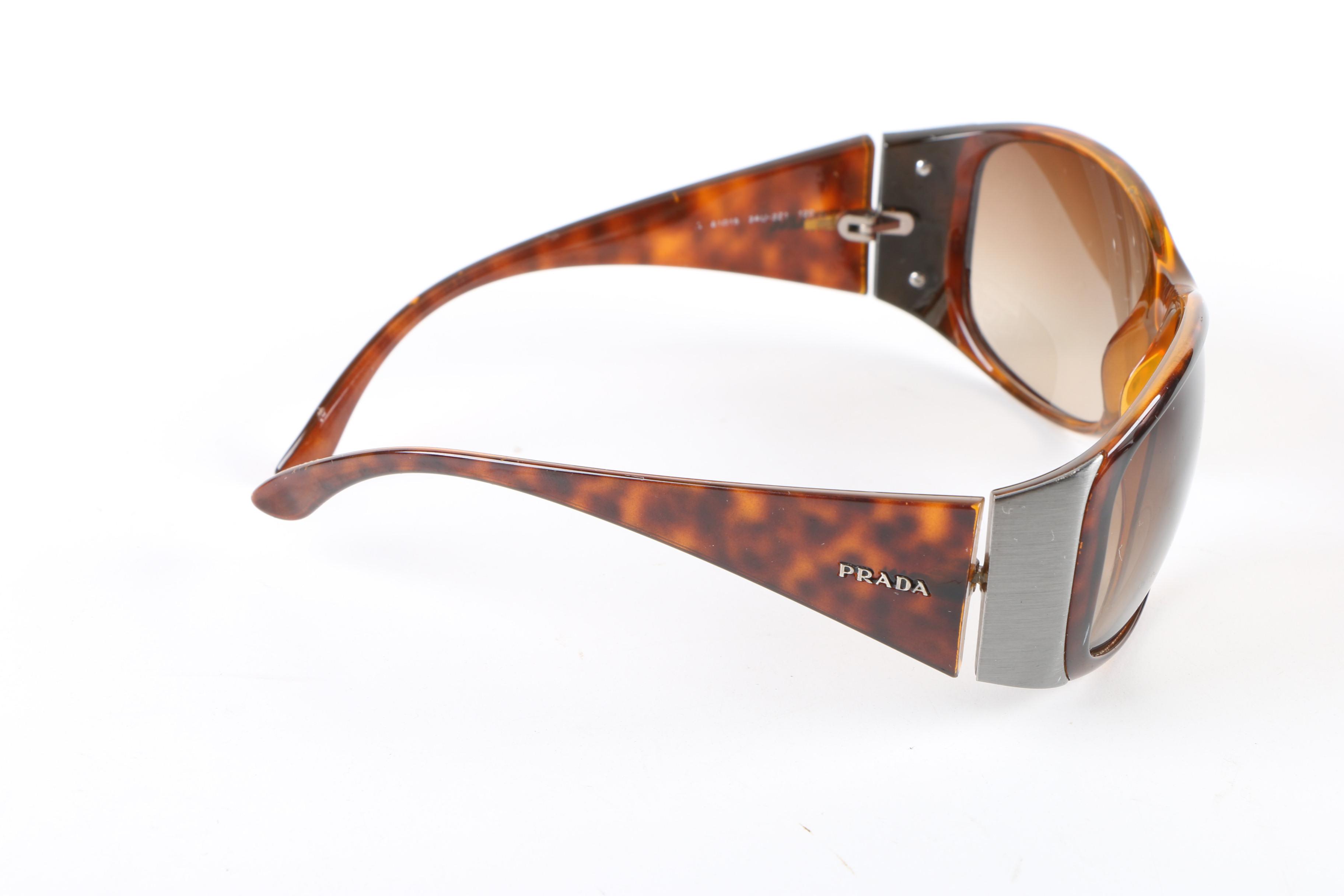 Prada Tortoiseshell Style Sunglasses with Case