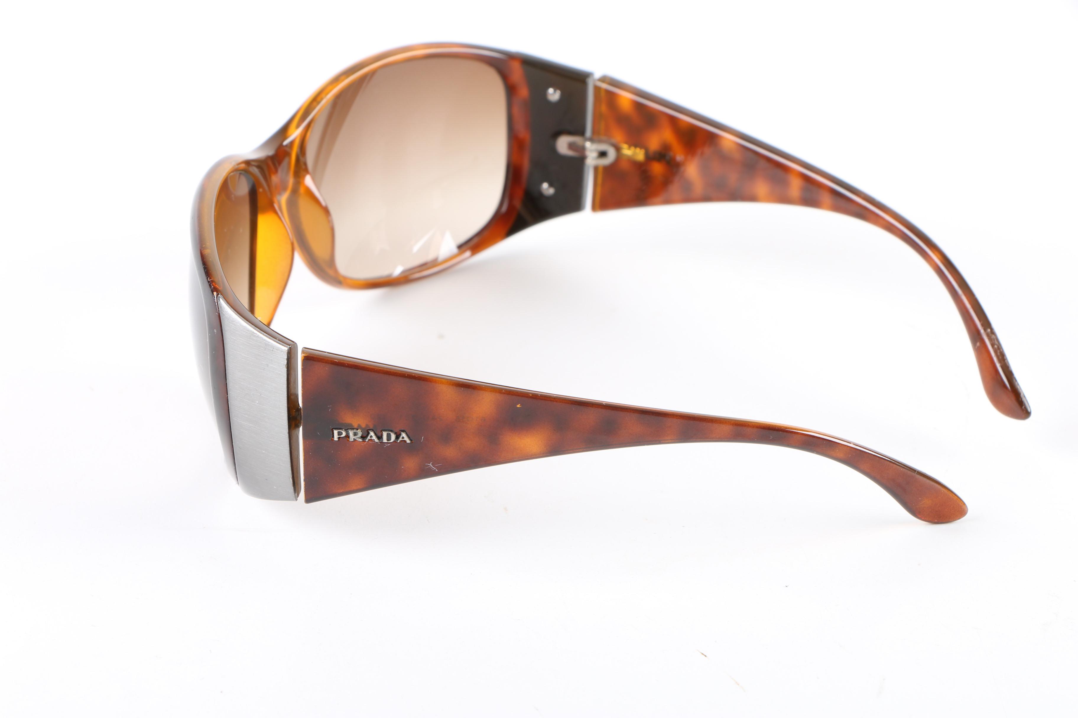 Prada Tortoiseshell Style Sunglasses with Case