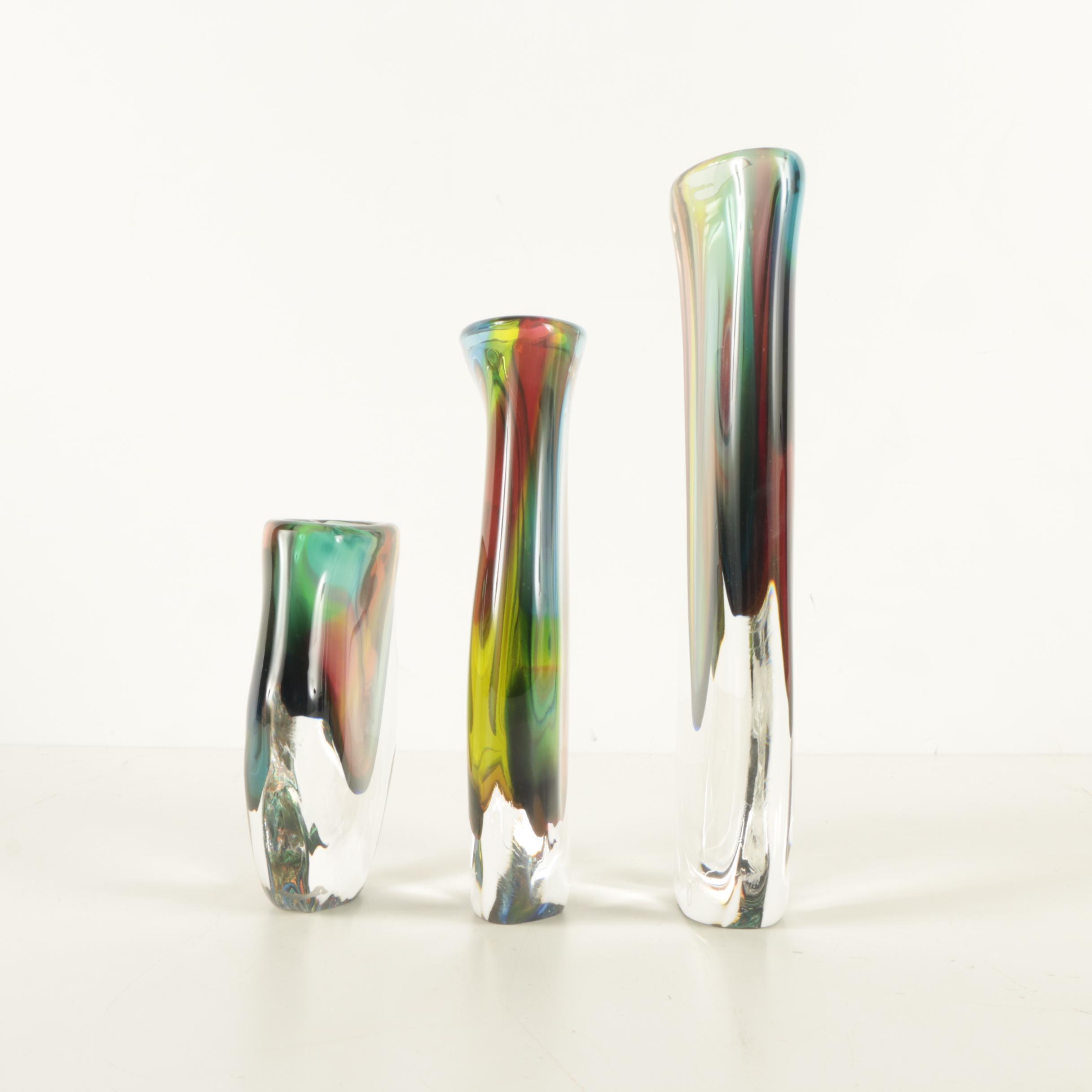Jesse Reece 20th Century Blown Art Glass Vases