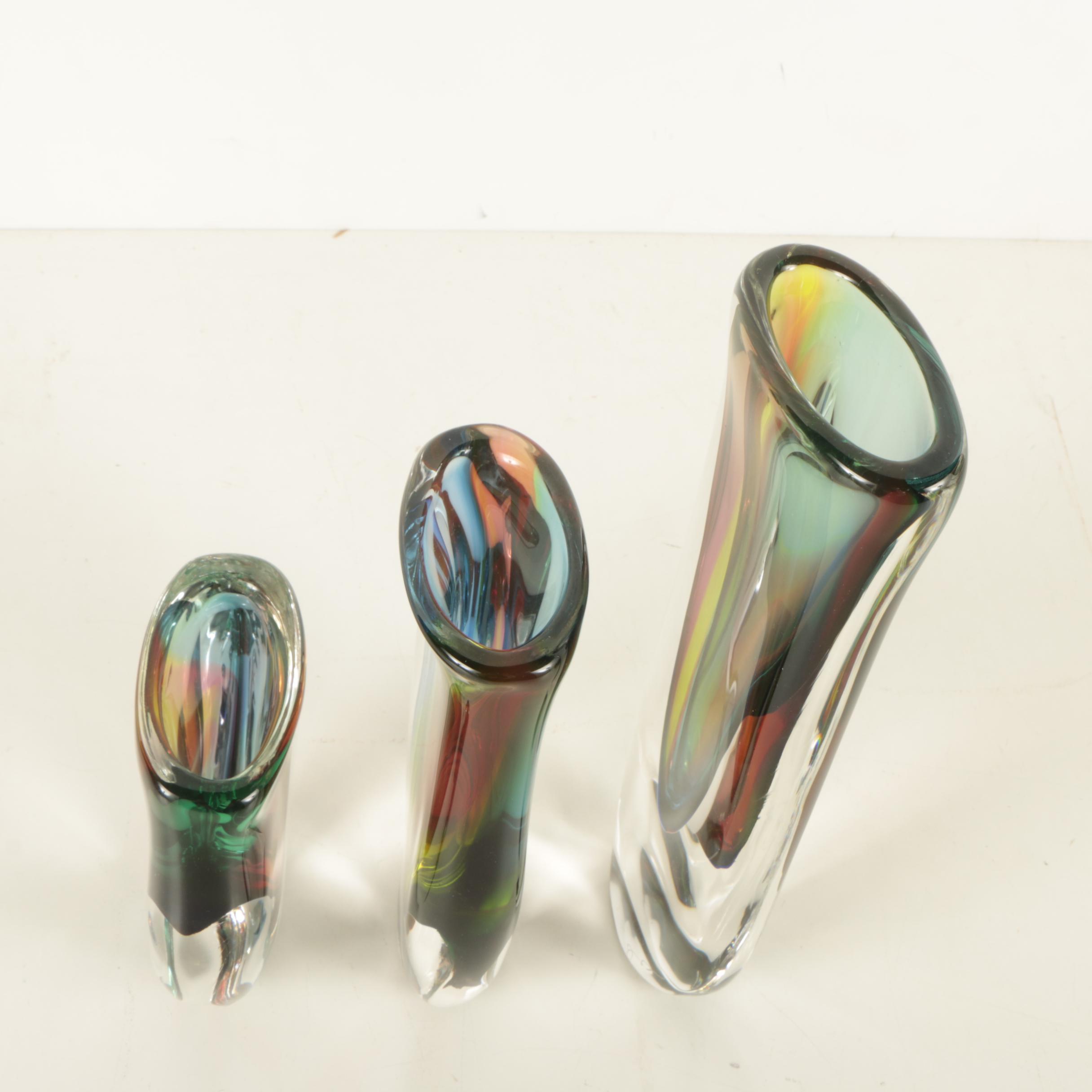 Jesse Reece 20th Century Blown Art Glass Vases