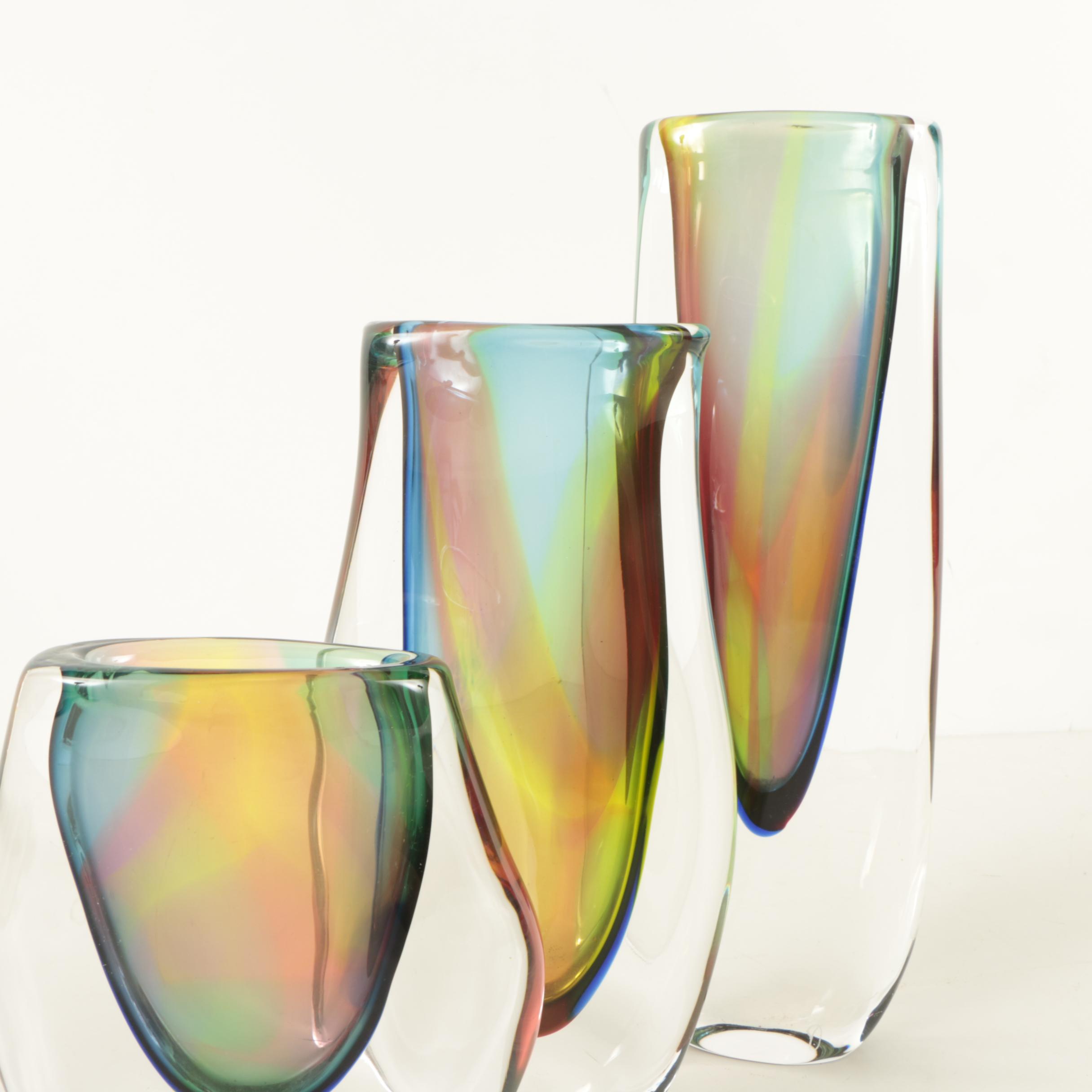 Jesse Reece 20th Century Blown Art Glass Vases