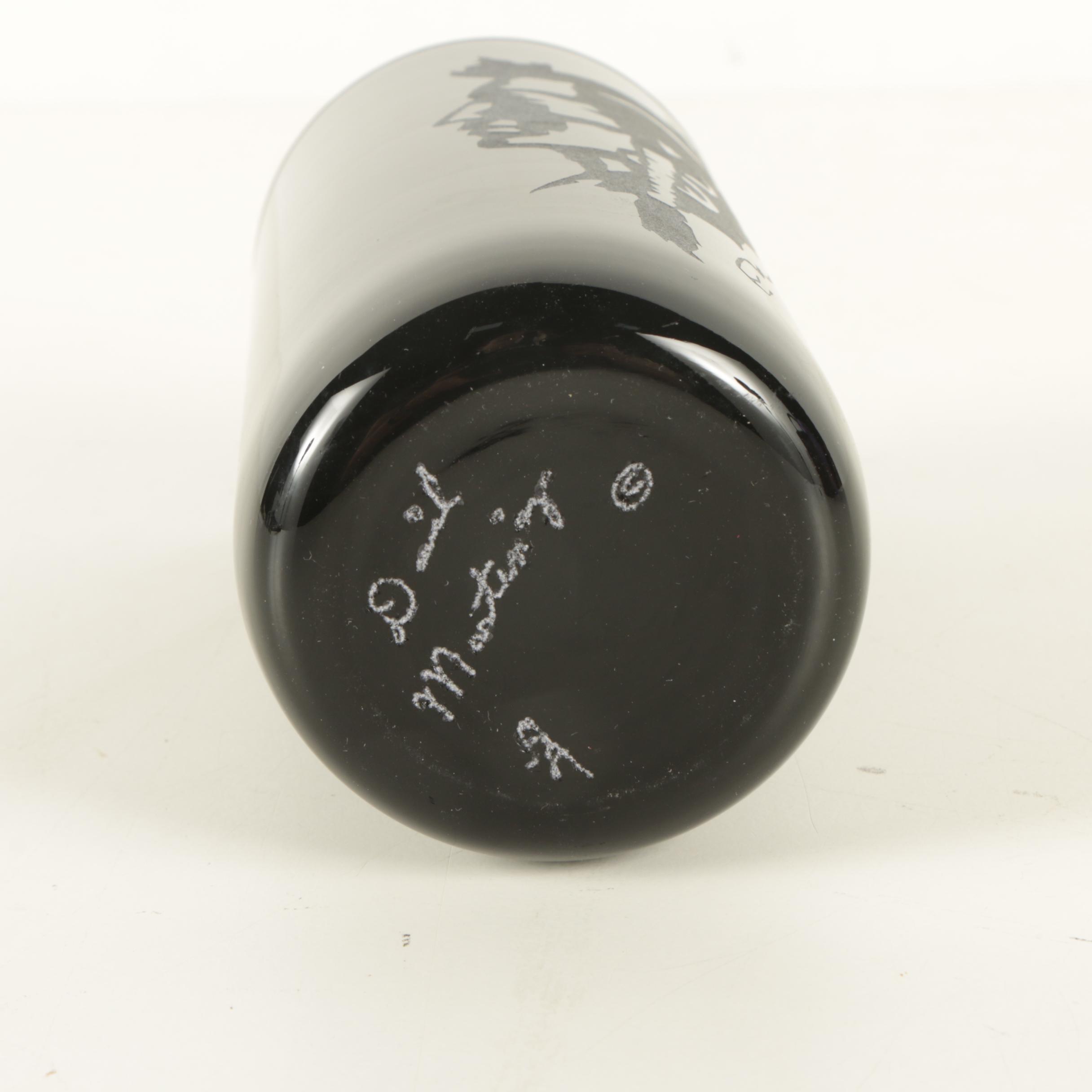 Daniel Martinez Late 20th Century Engraved Glass Vessel