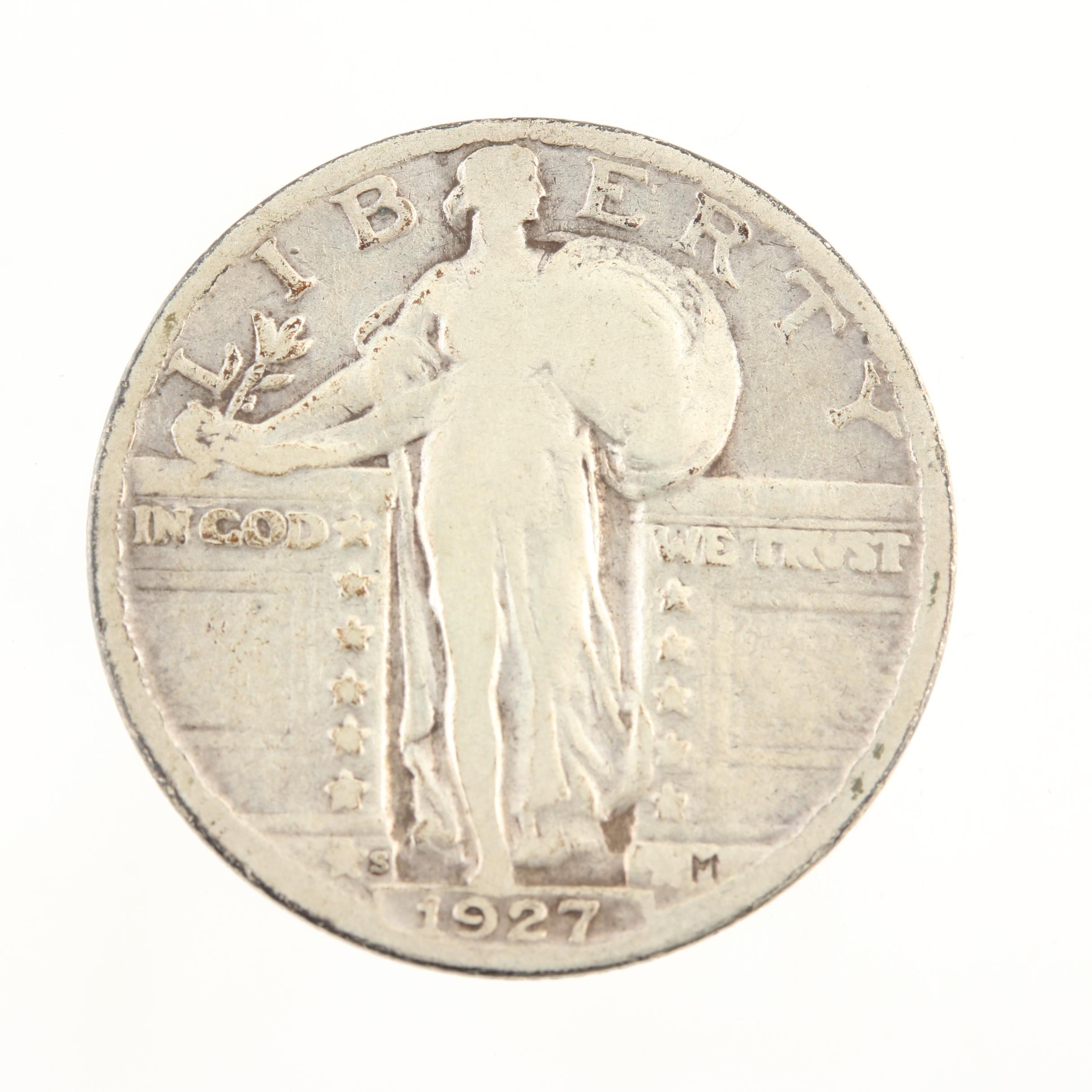 Low Mintage 1927-S Standing Liberty Silver Quarter