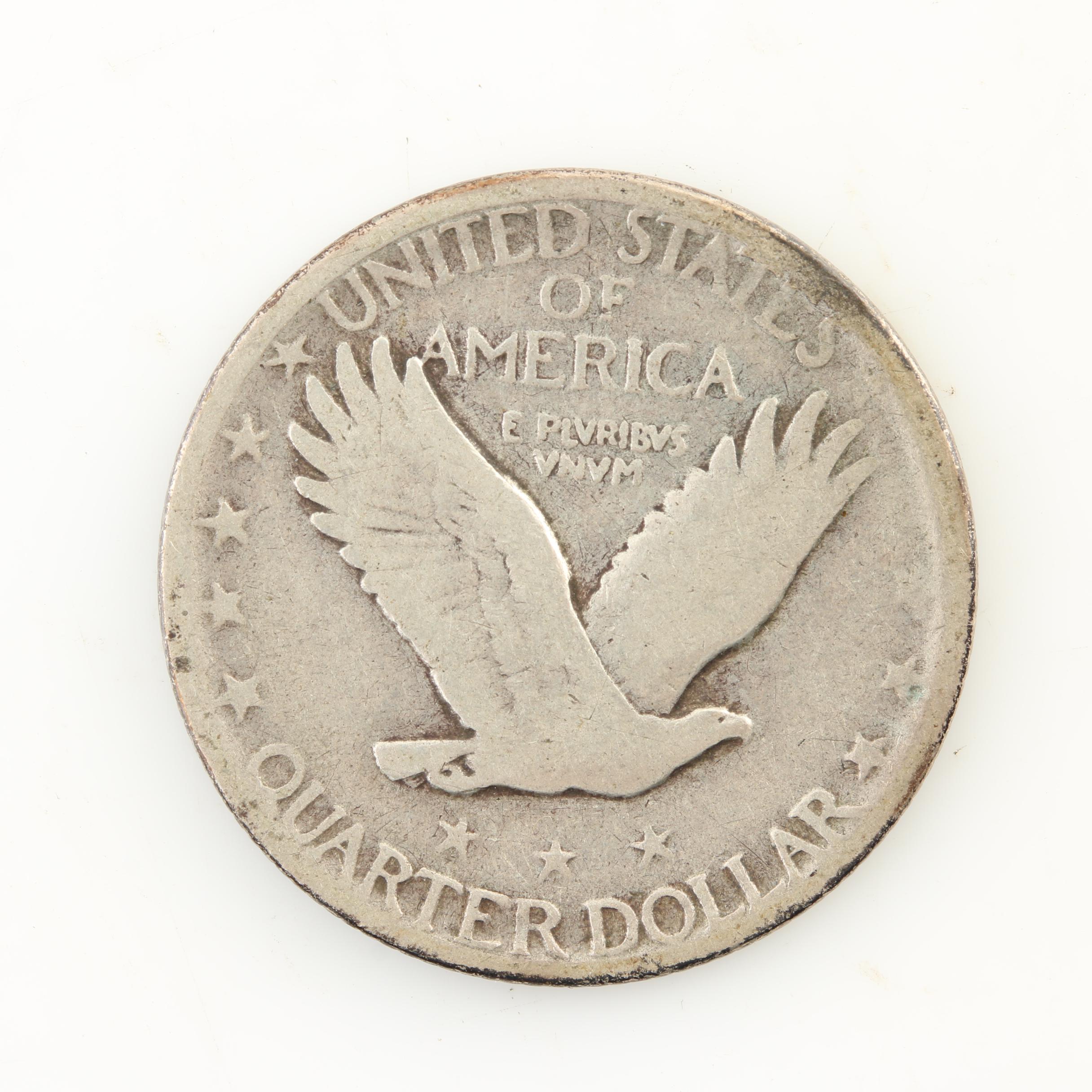 Five Standing Liberty Silver Quarters from the Mid-1920s
