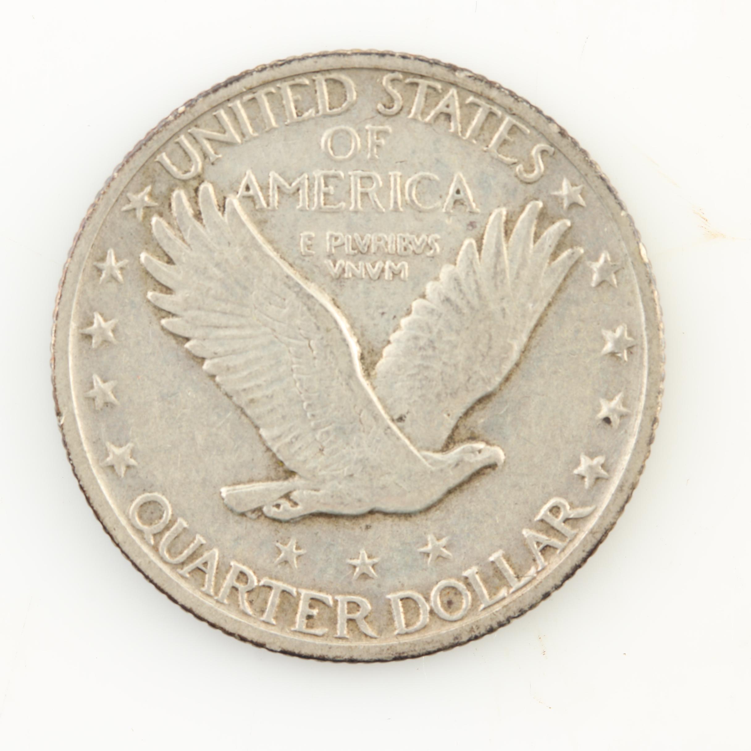 Five Standing Liberty Silver Quarters from the Mid-1920s