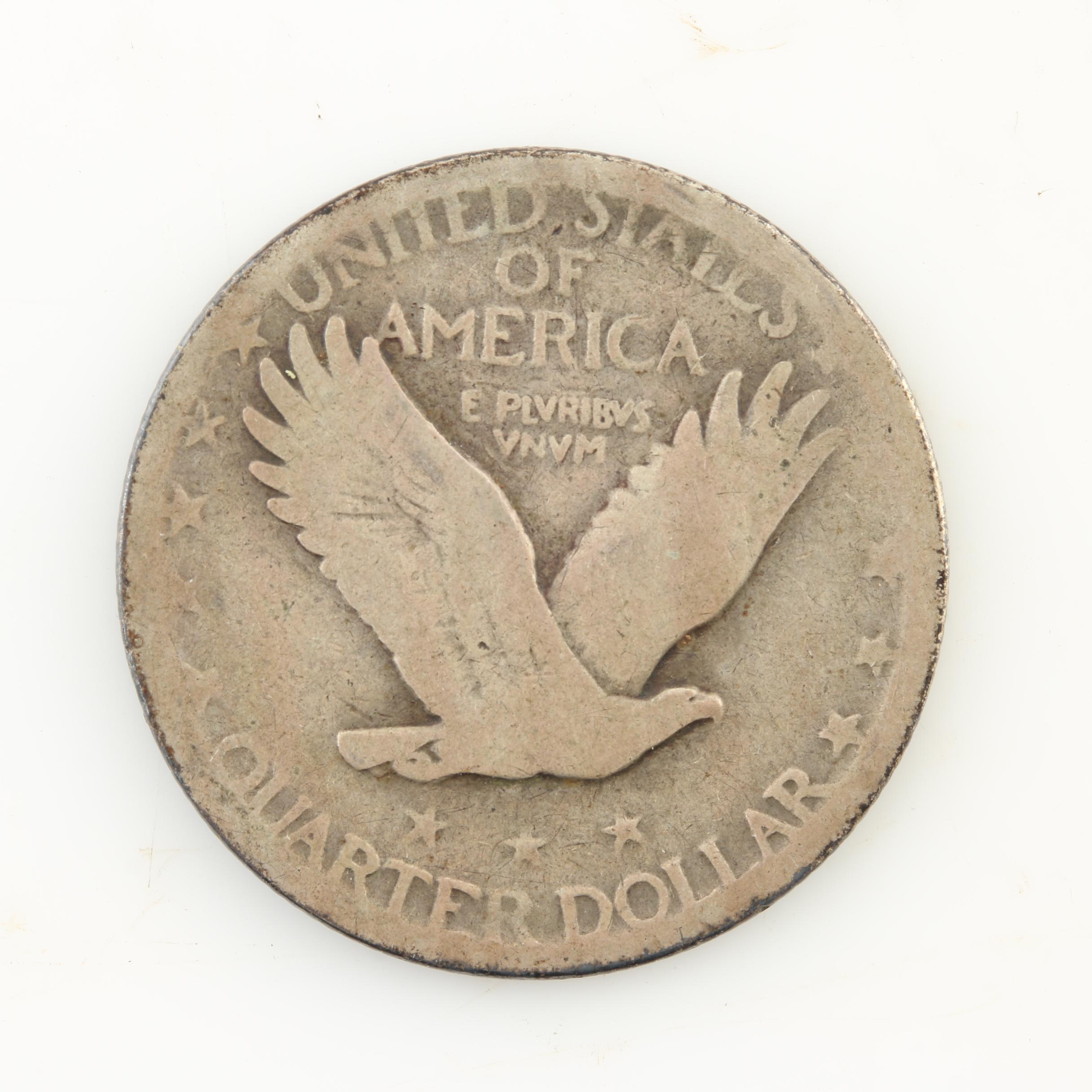 Five Standing Liberty Silver Quarters from the Mid-1920s