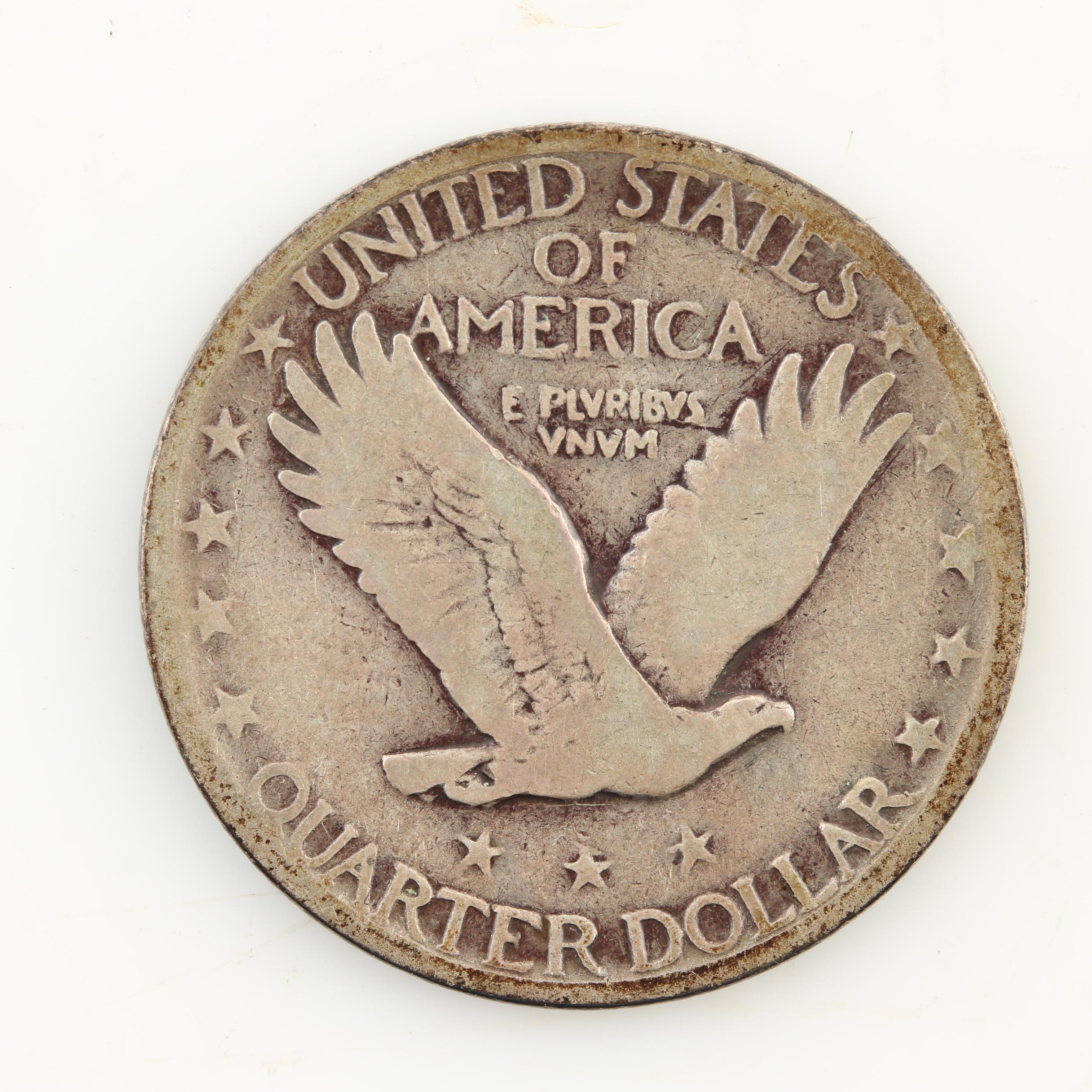 Five Standing Liberty Silver Quarters from the Mid-1920s