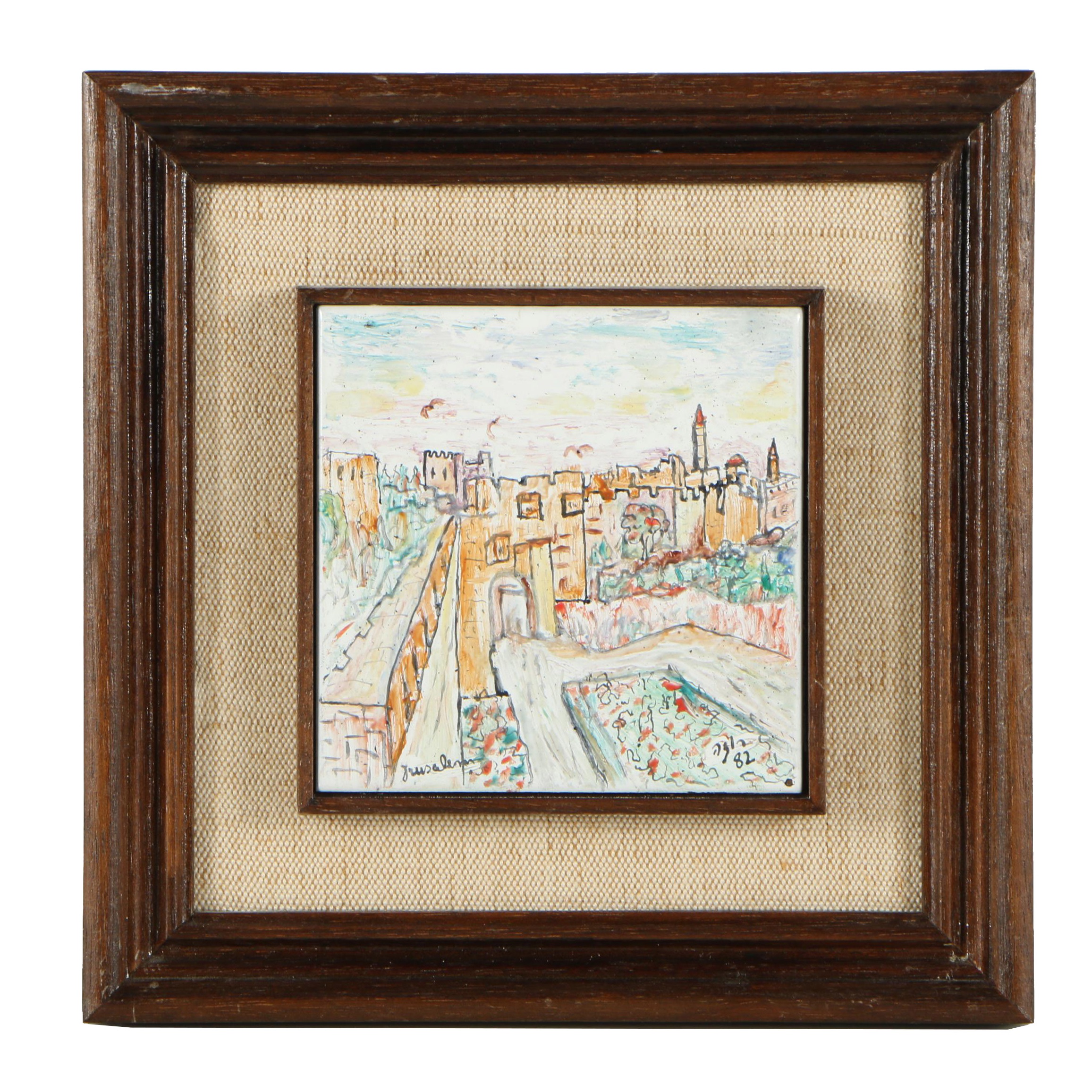 Acrylic Painted Metal Tile "Jerusalem"