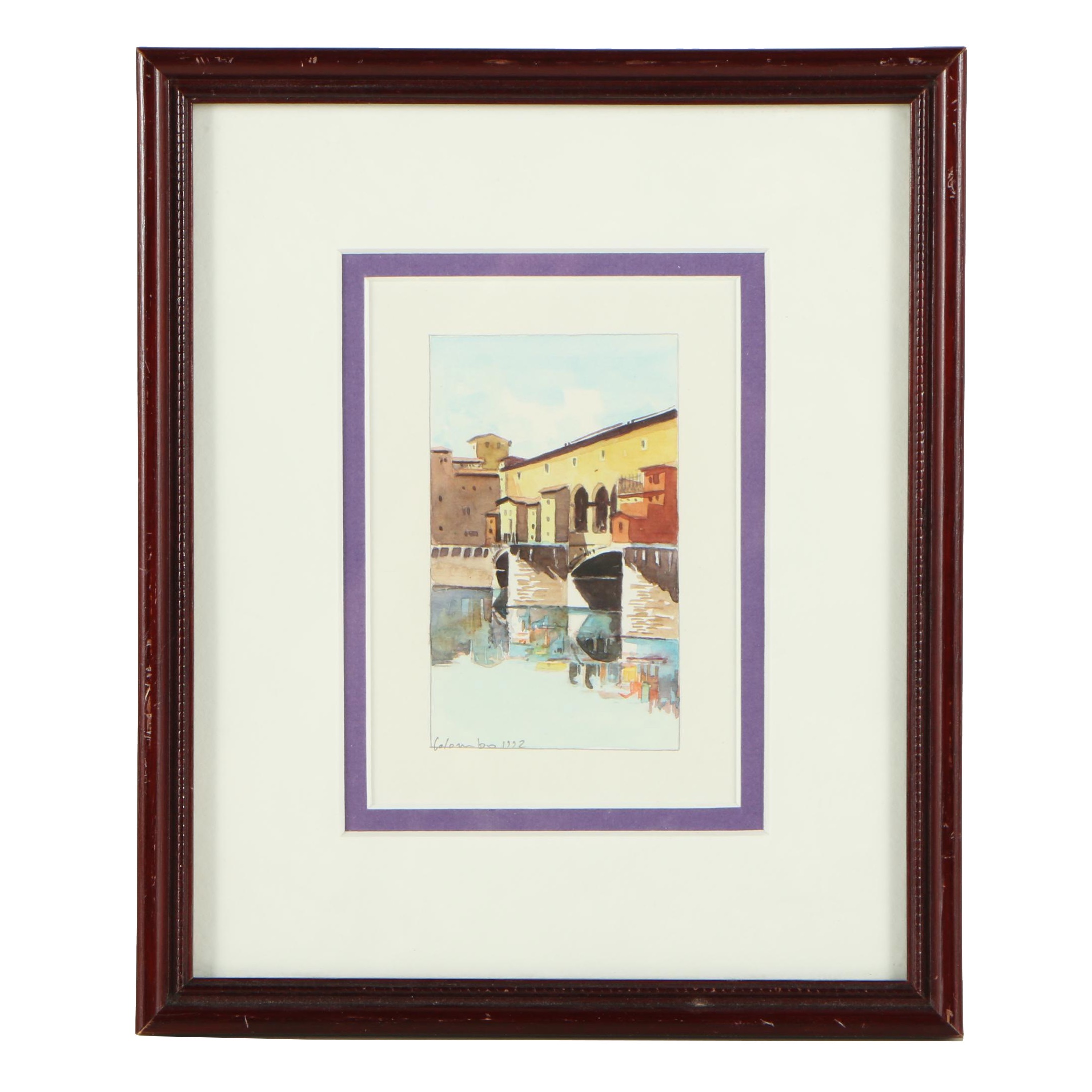 Colombo Watercolor Embellished Offset Lithograph