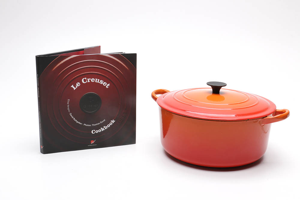 Le Creuset Enameled Cast Iron Dutch Oven and "Le Creuset Cookbook"