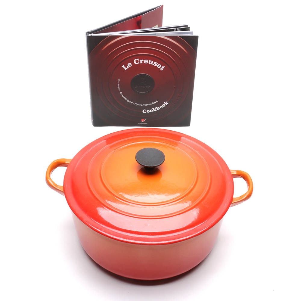 Le Creuset Enameled Cast Iron Dutch Oven and "Le Creuset Cookbook"