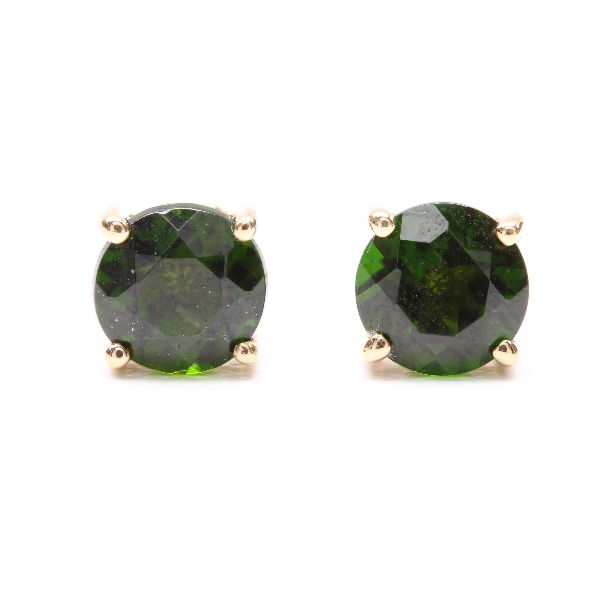 14K Yellow Gold Green Tourmaline Earrings