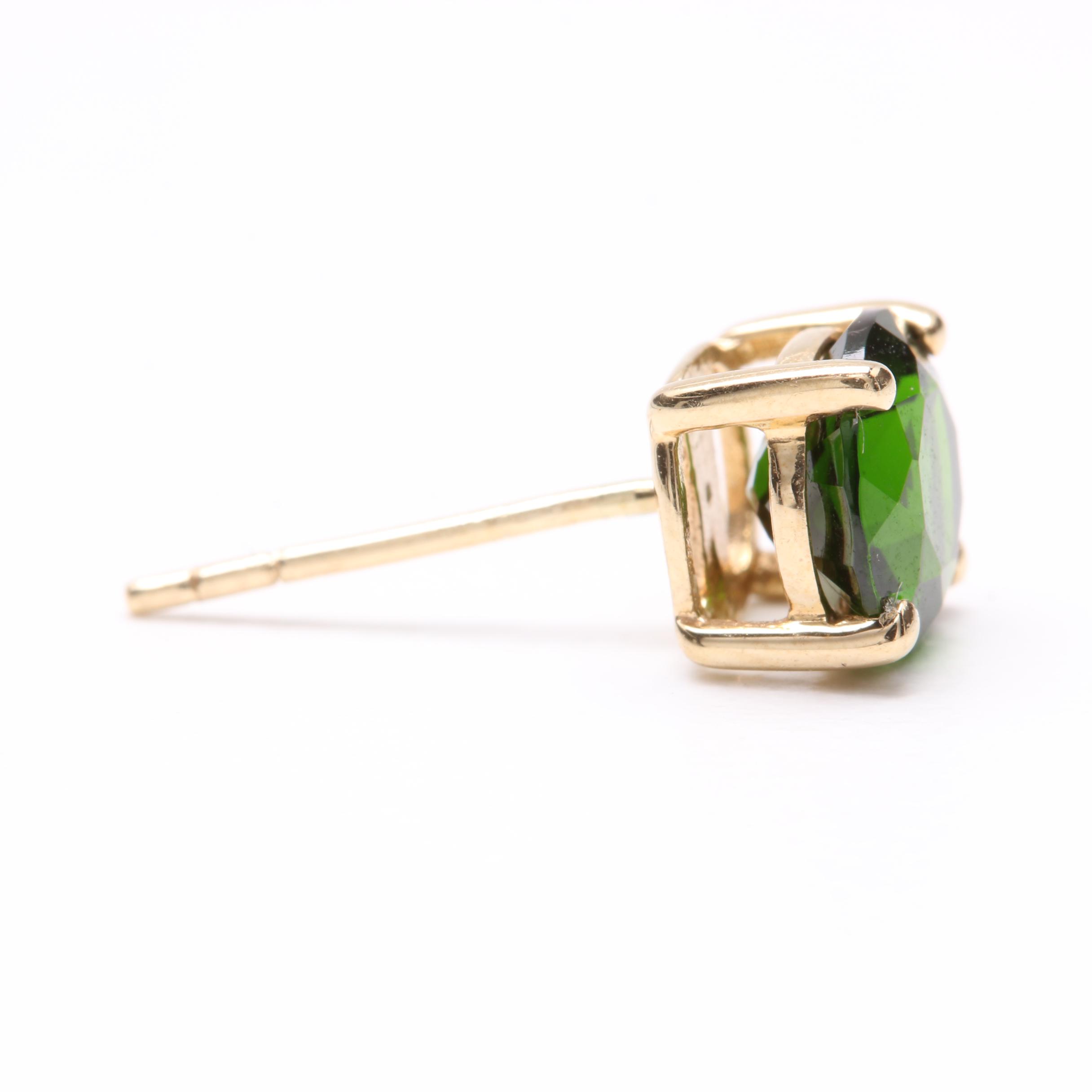 14K Yellow Gold Green Tourmaline Earrings