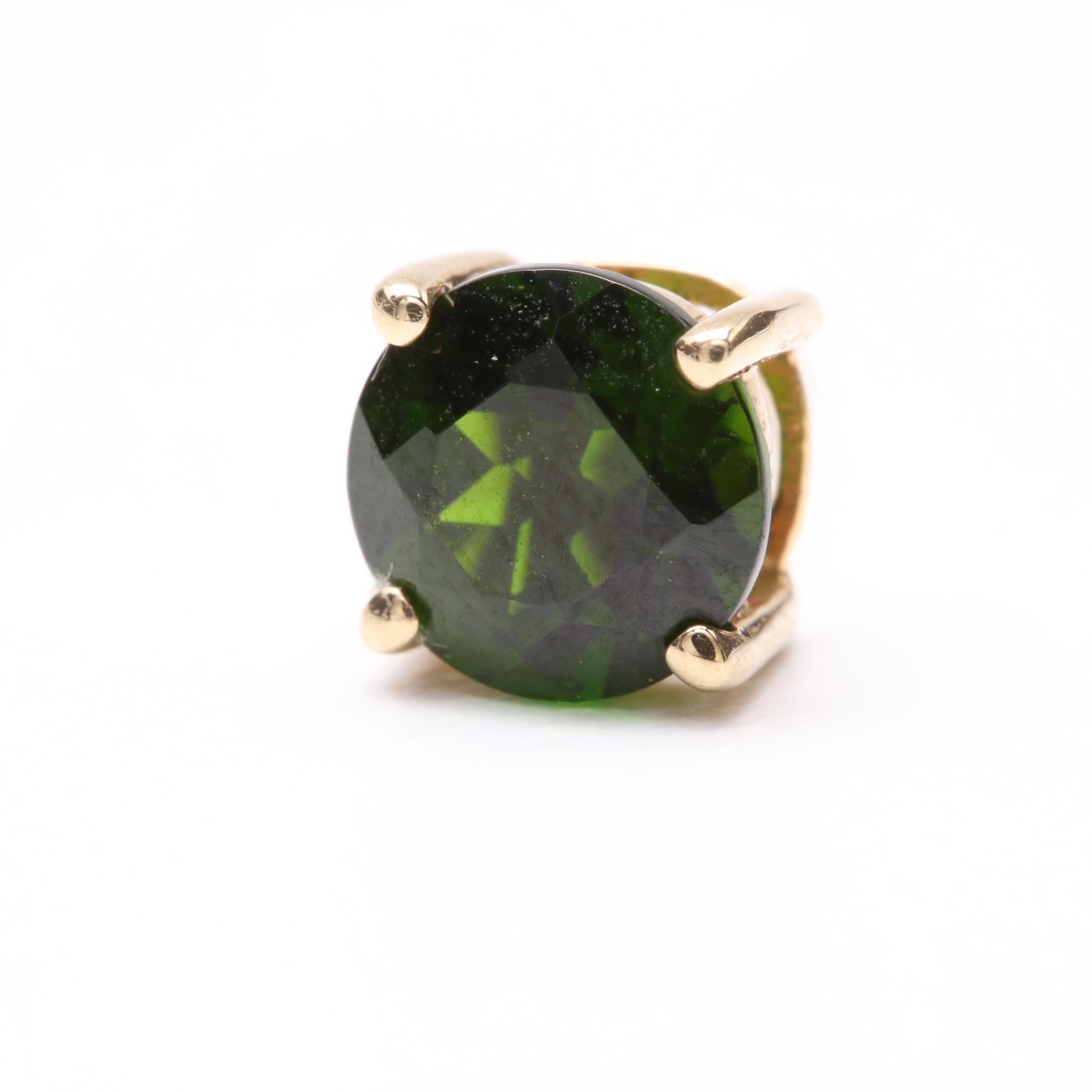 14K Yellow Gold Green Tourmaline Earrings