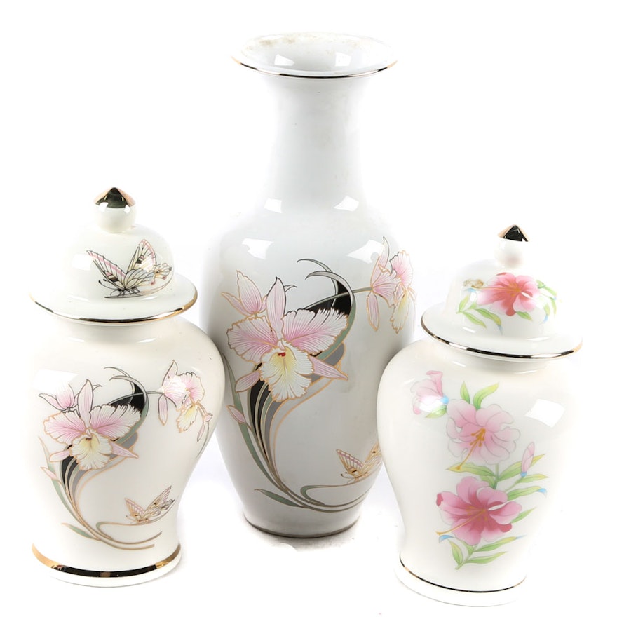 Japanese Porecelain Vase and Ginger Jars
