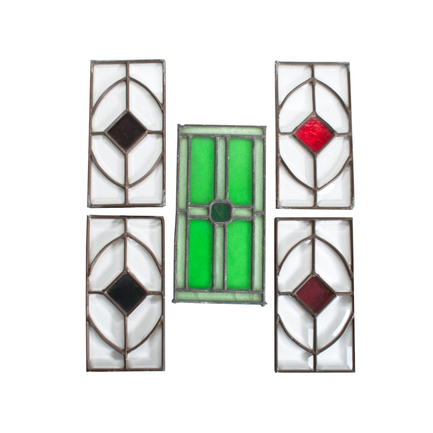 Antique Set of Leaded Stained Glass Panels