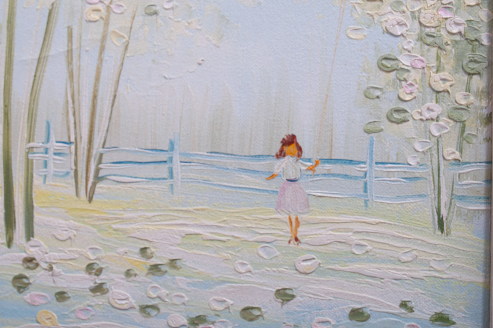 Scott Original Oil Painting on Canvas of Girl with Balloons