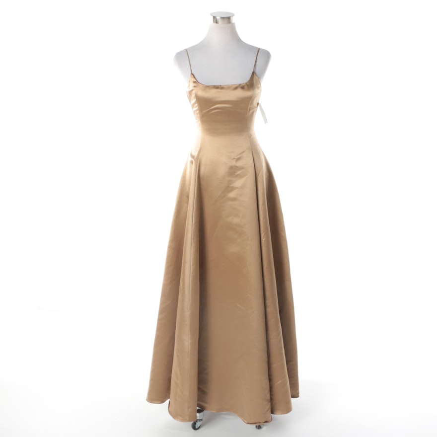Women's RALPH Ralph Lauren Bronze Satin Sleeveless Evening Gown