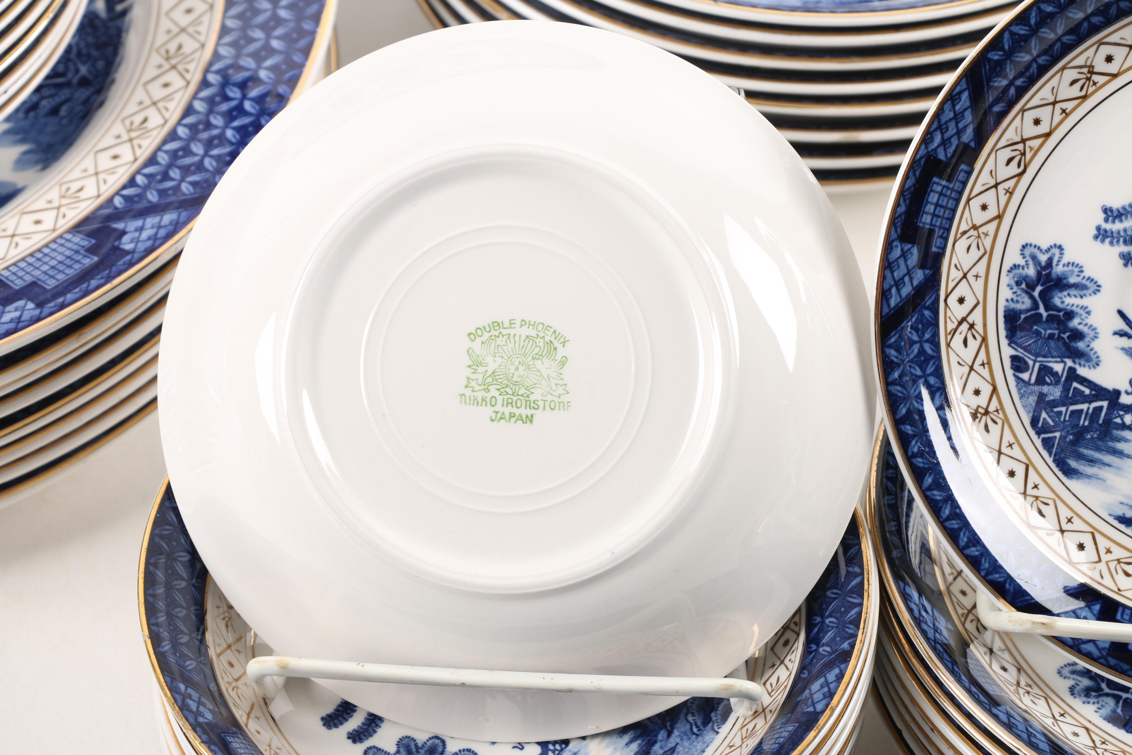 Vintage Nikko "Blue Willow" Ironstone China Dinnerware