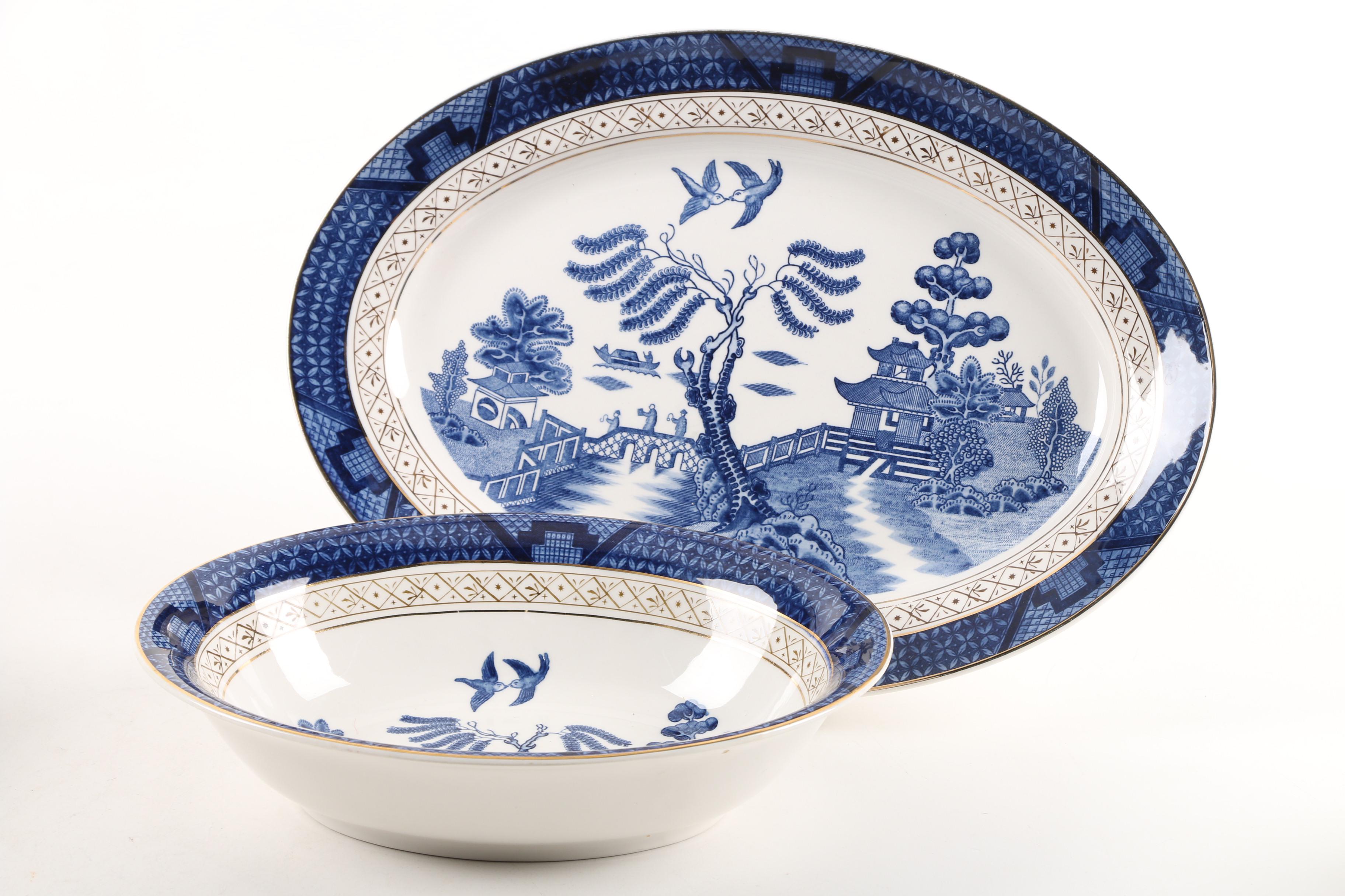 Vintage Nikko "Blue Willow" Ironstone China Dinnerware